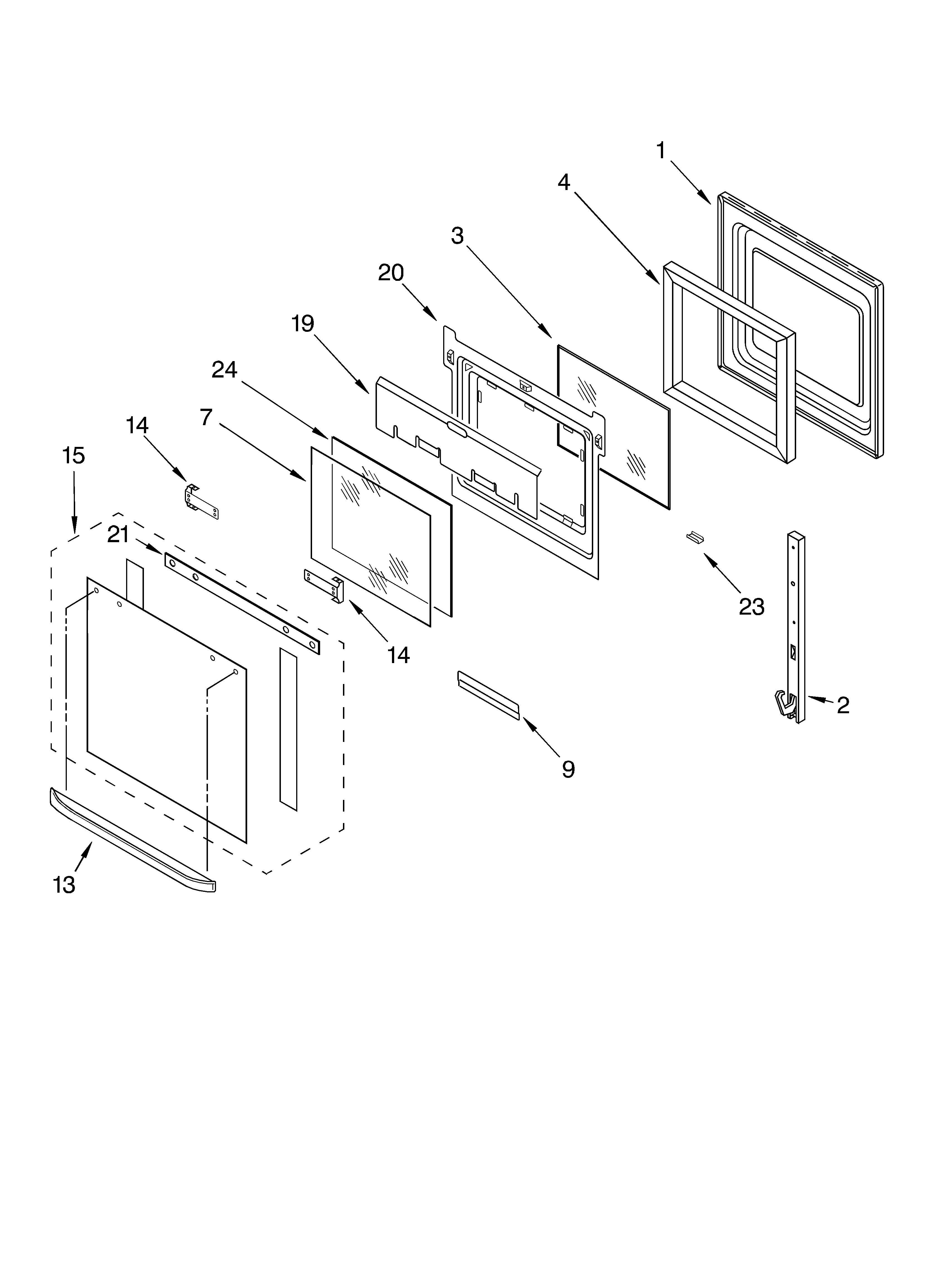 Whirlpool RBS305PDB13 oven door diagram