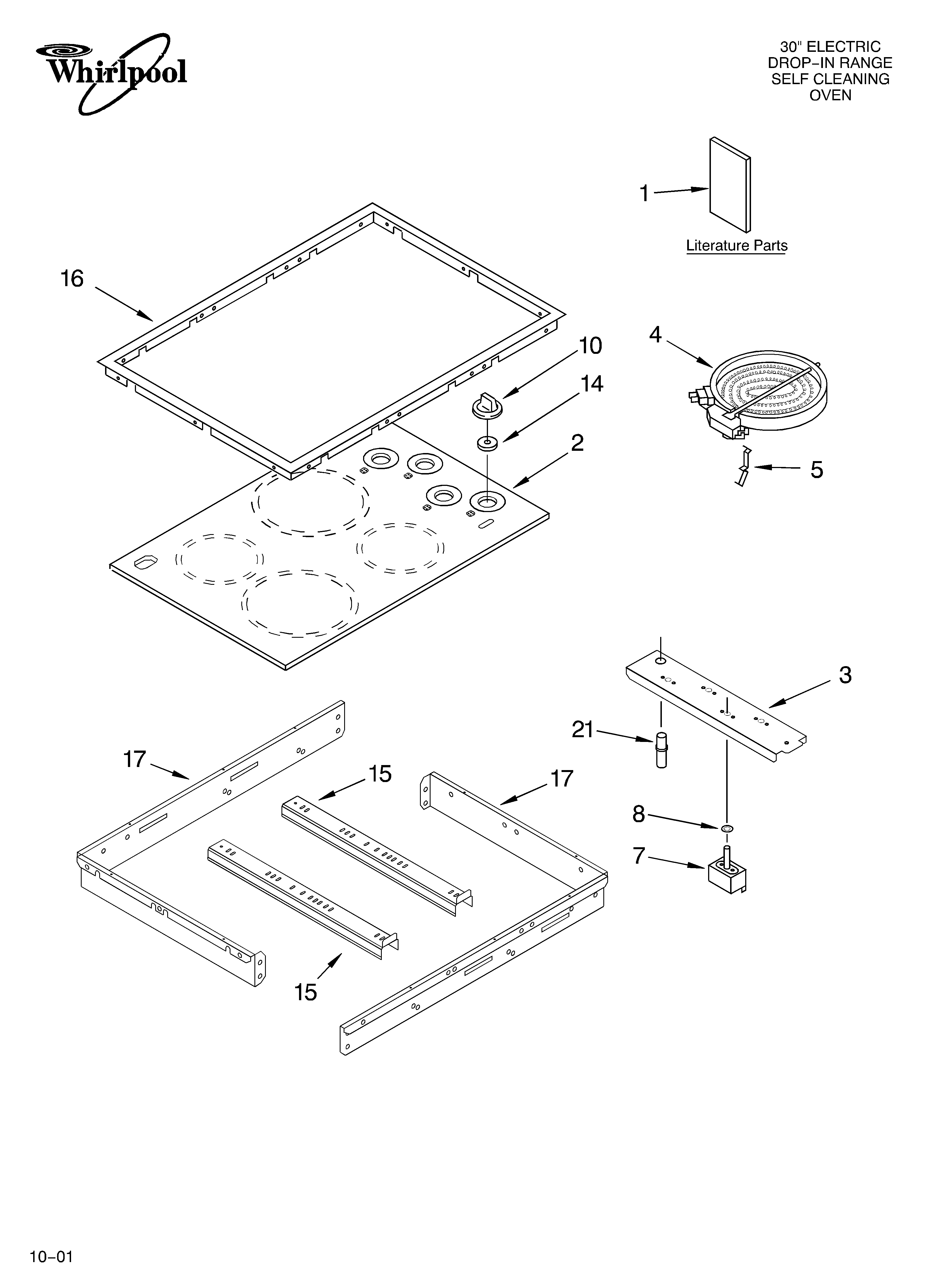 Whirlpool RS696PXGQ9 cooktop/literature diagram