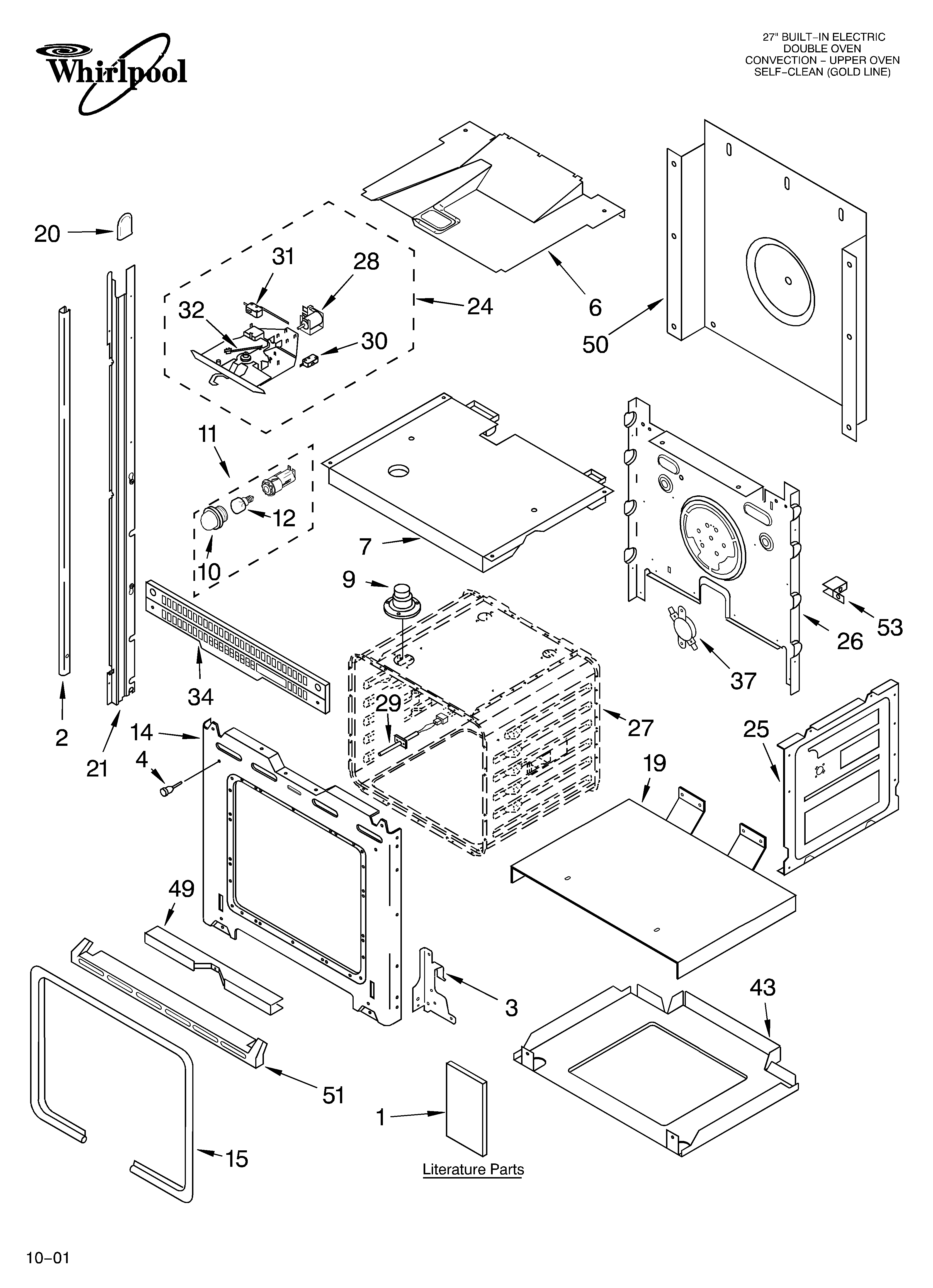 Whirlpool GBD277PDQ8 oven/literature diagram