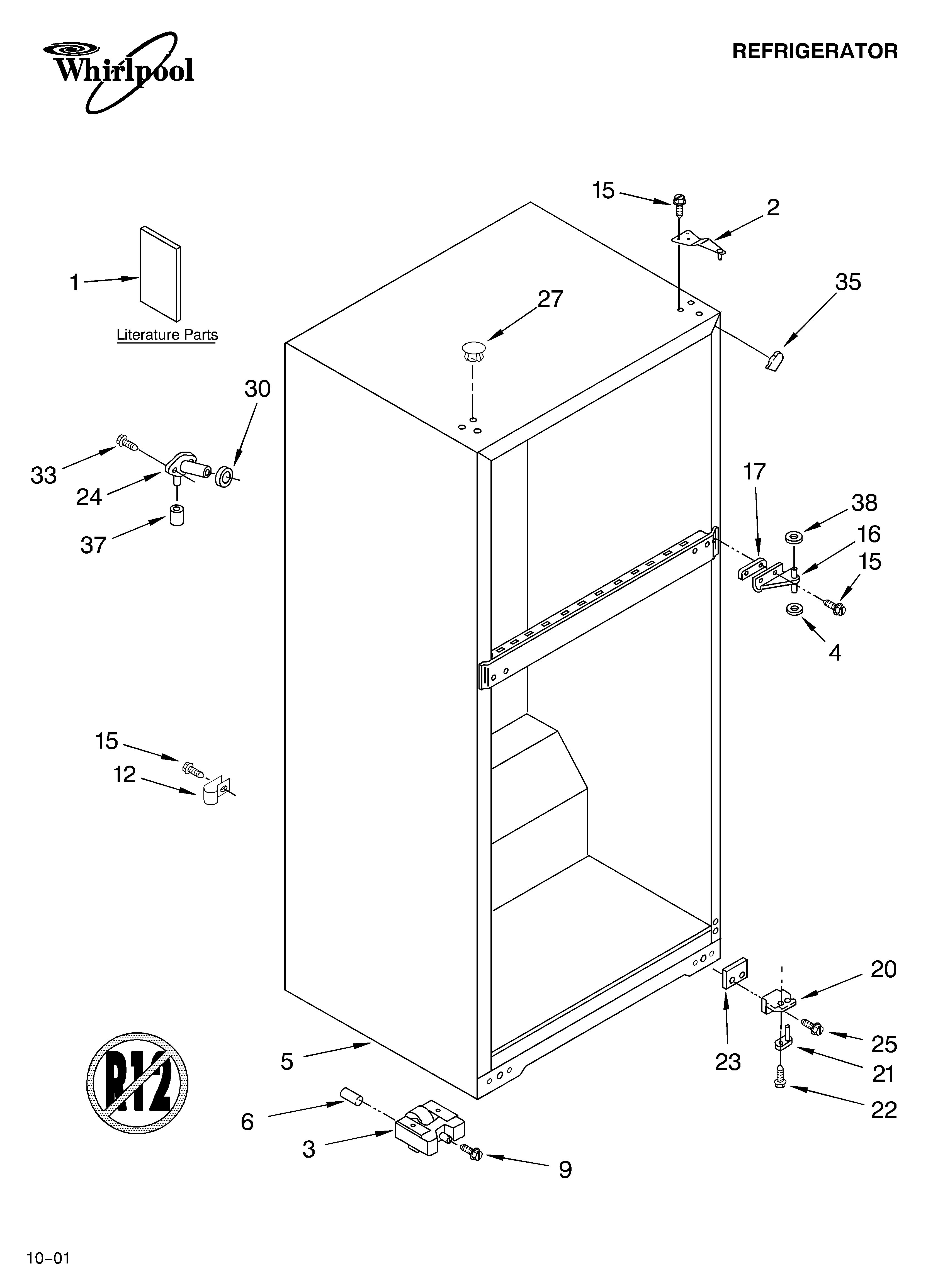 Whirlpool ET4WSKYKT01 cabinet/literature diagram