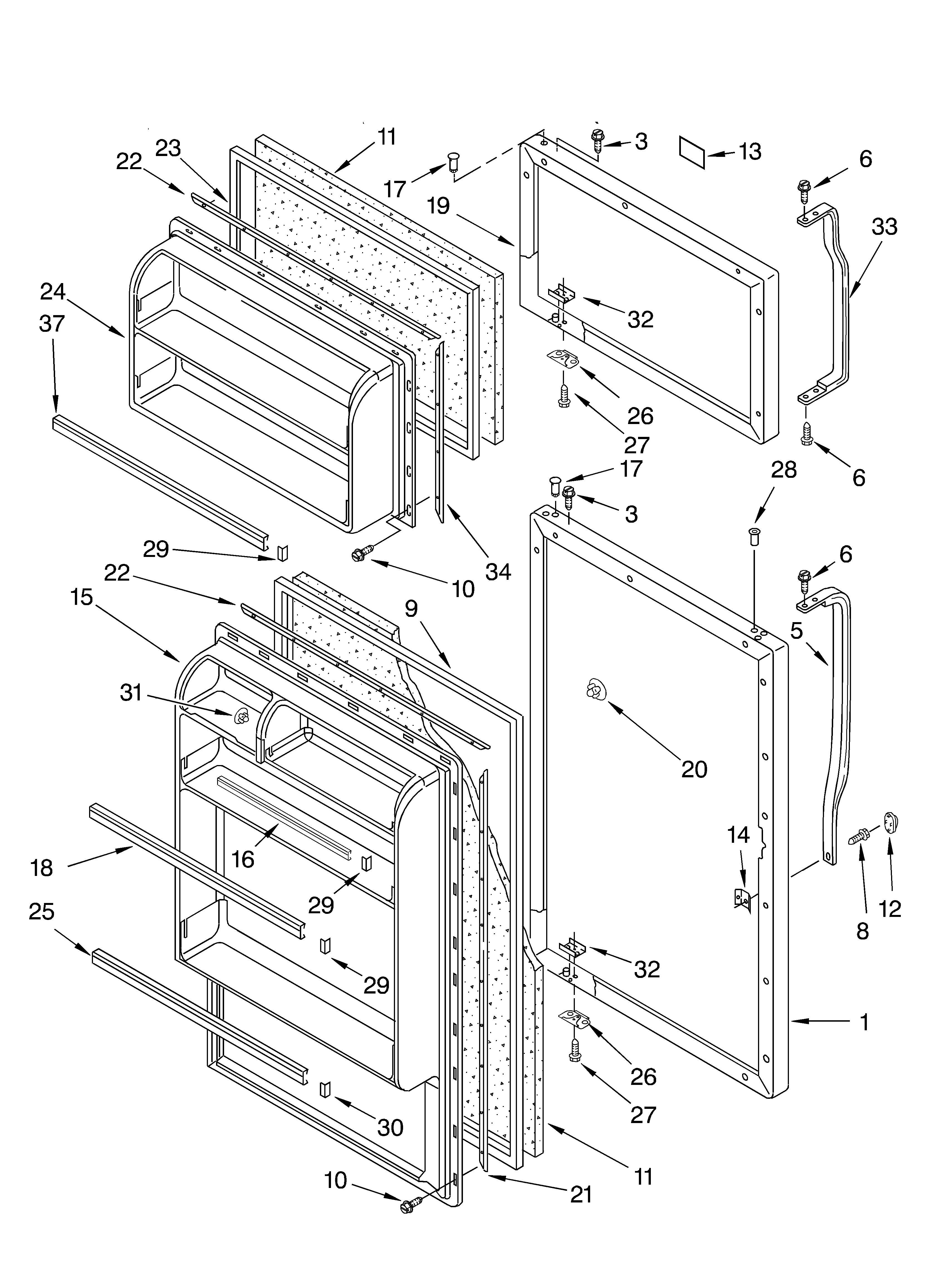 Whirlpool ET4WSKYKT01 door diagram