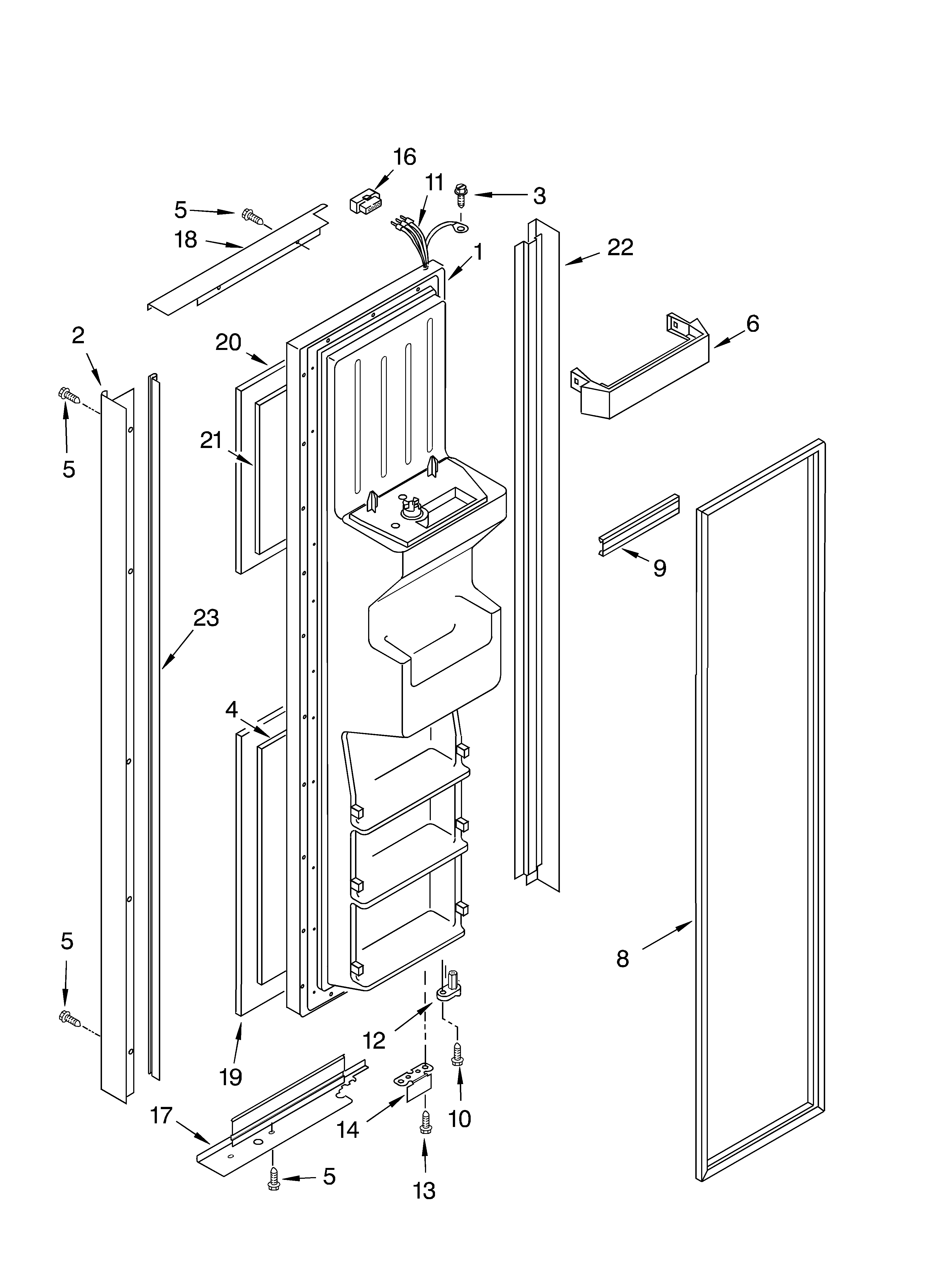 KitchenAid KSRB22FKBL00 freezer door diagram