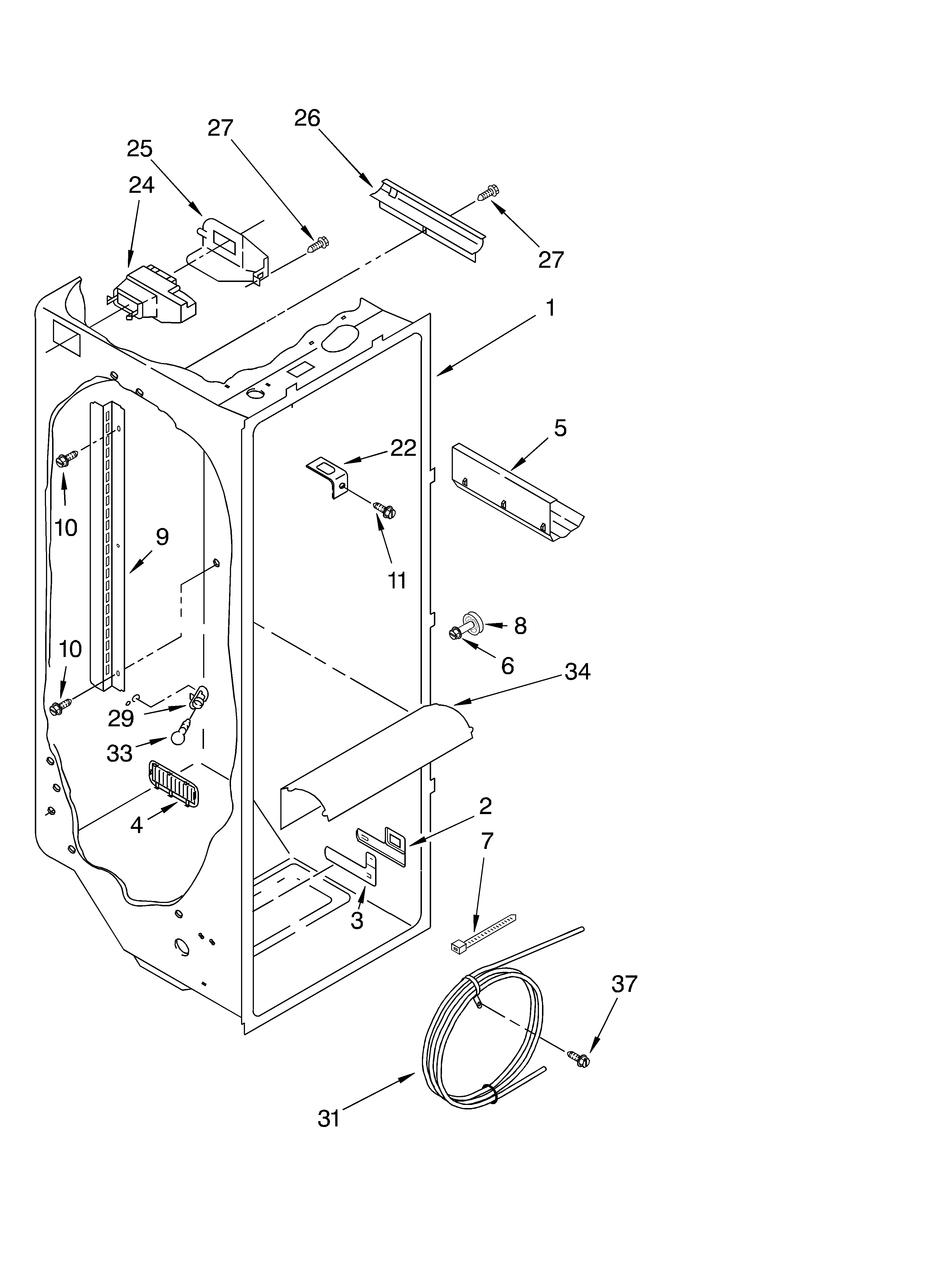 Whirlpool GD5THGXKS00 refrigerator liner diagram
