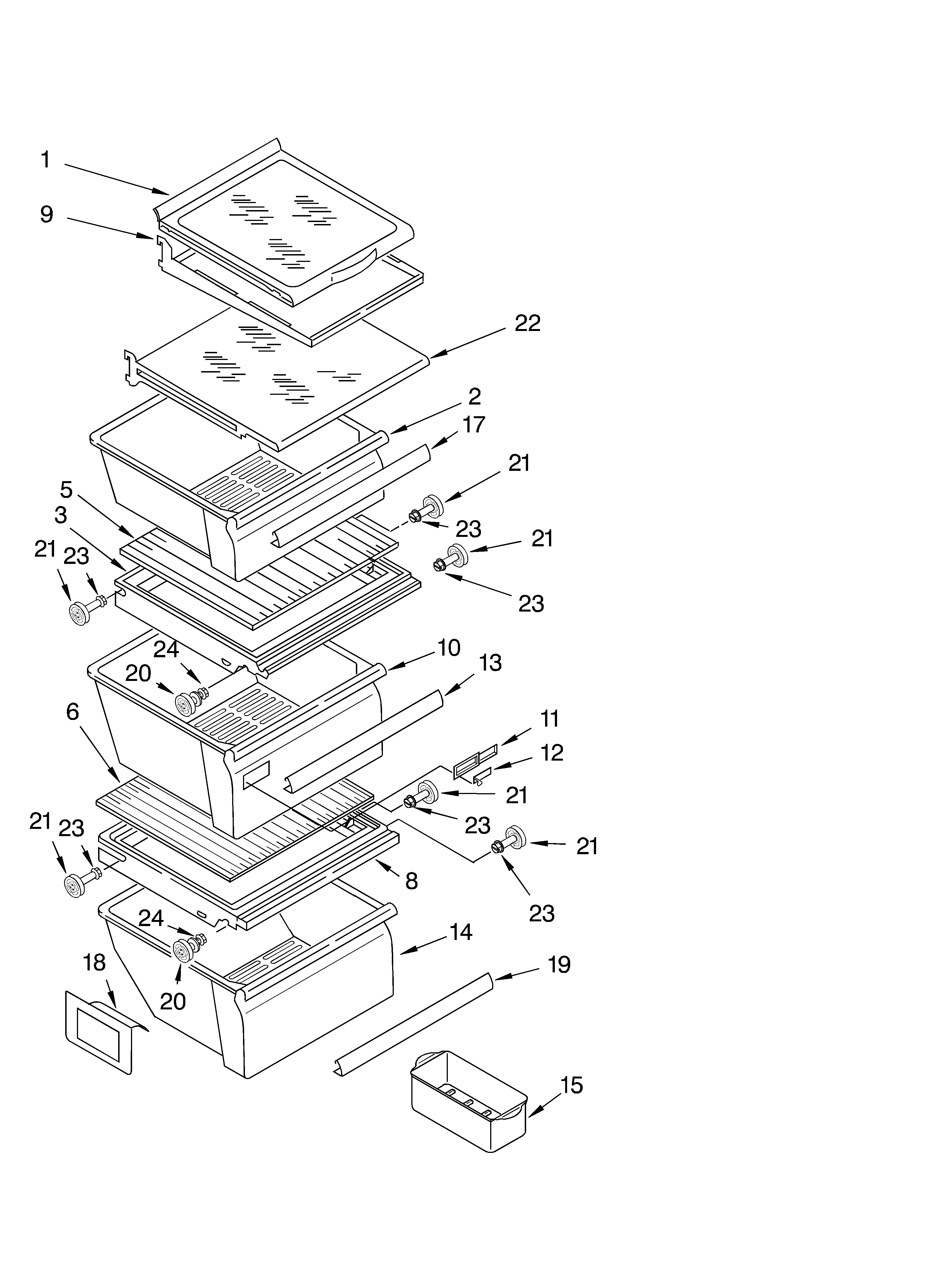 Whirlpool GD5THGXKS00 refrigerator shelf diagram