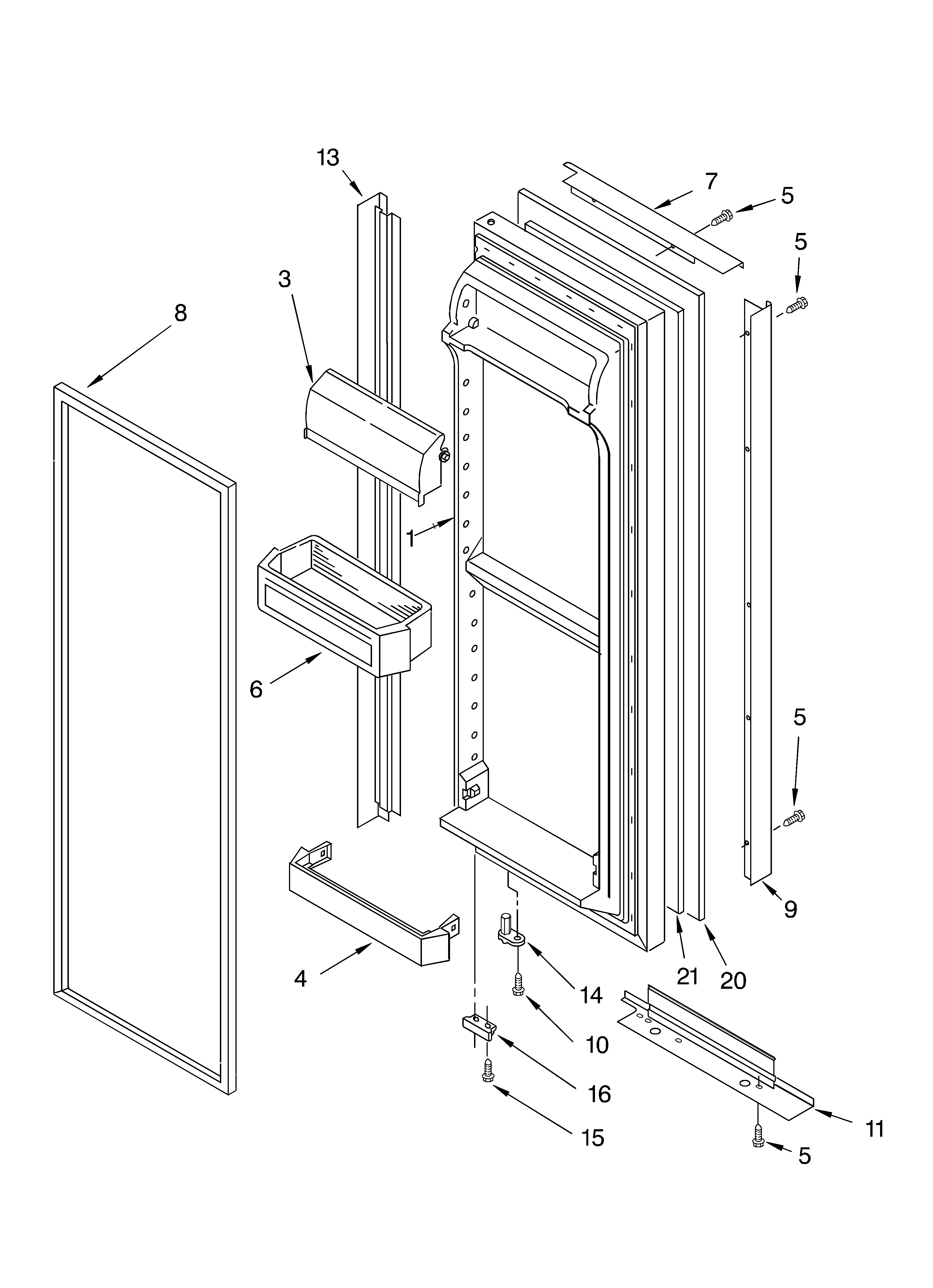 Whirlpool GD5THGXKS00 refrigerator door diagram