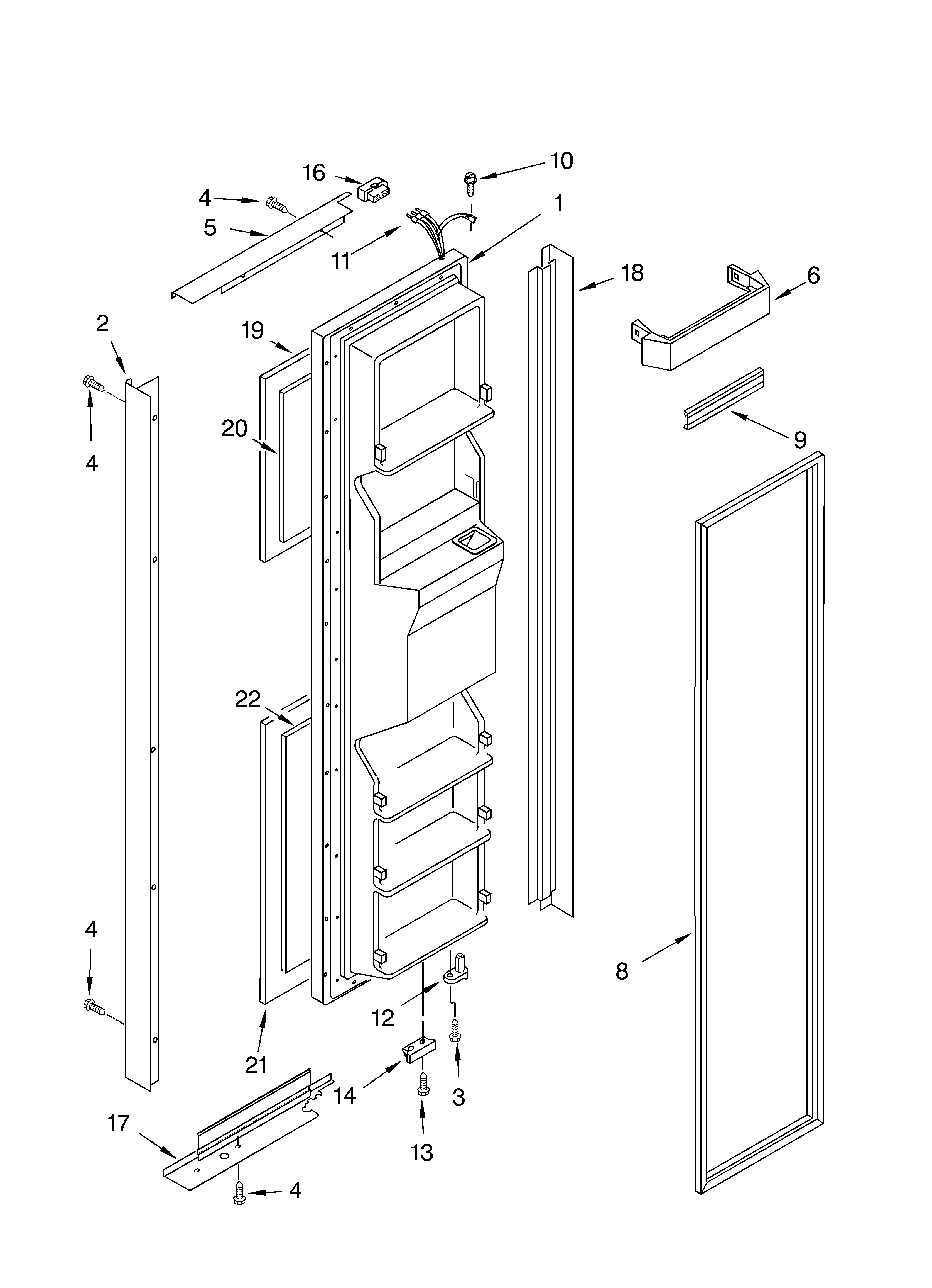 Whirlpool GD5THGXKS00 freezer door diagram