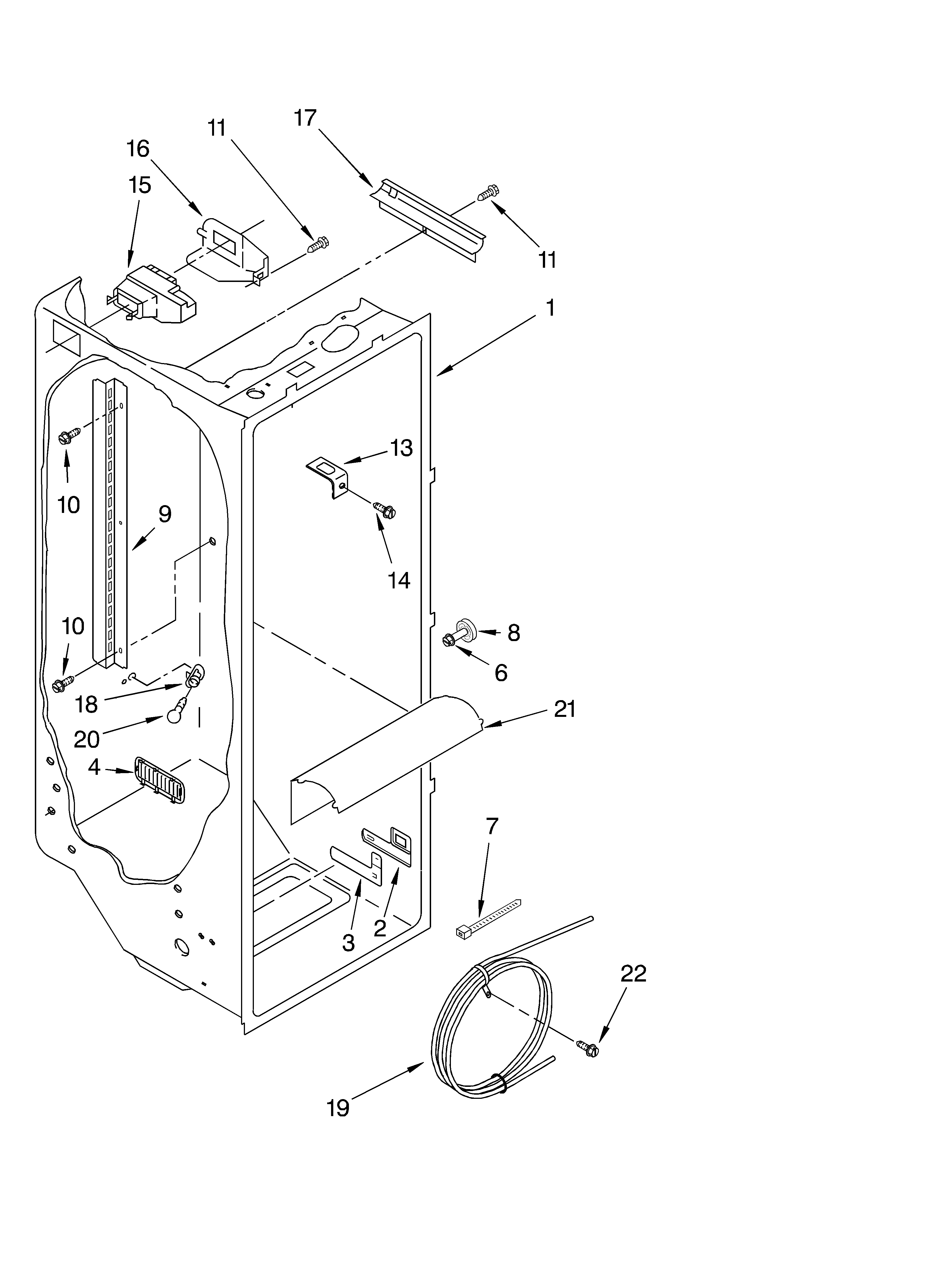 Whirlpool GD2SHGXKQ01 refrigerator liner diagram