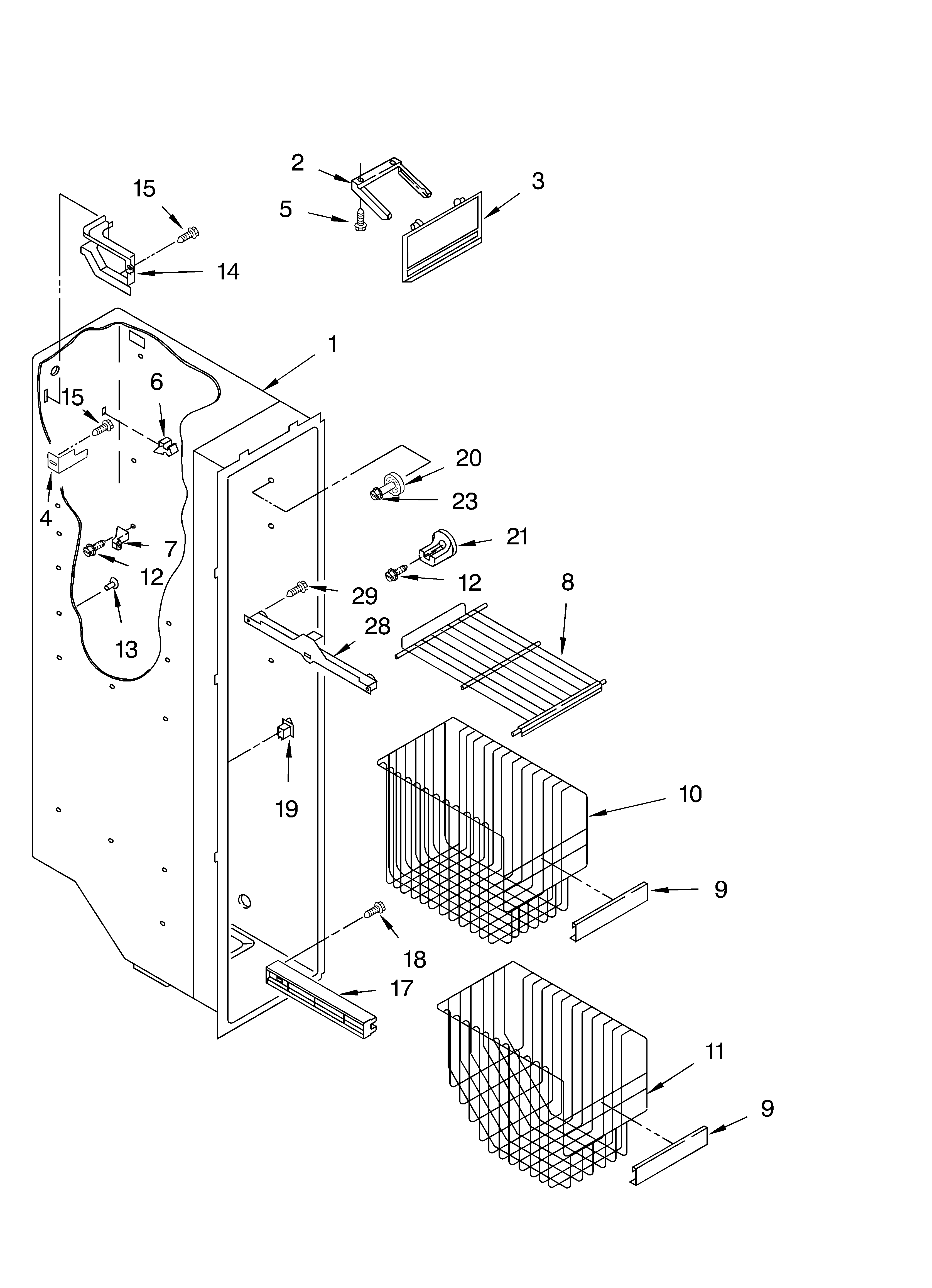 Whirlpool GD2SHGXKQ01 freezer liner diagram