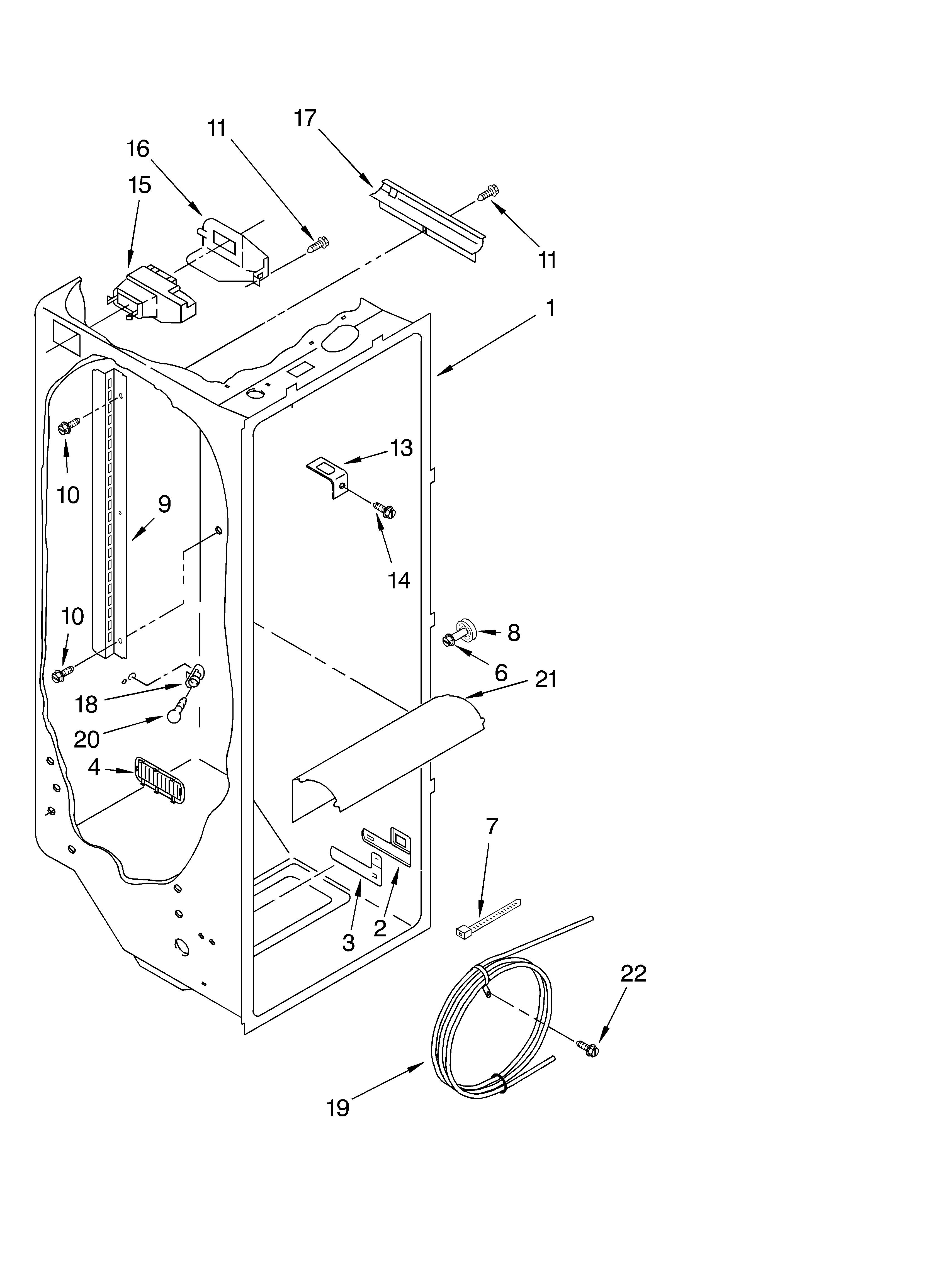 Whirlpool GD2SHAXKQ01 refrigerator liner diagram