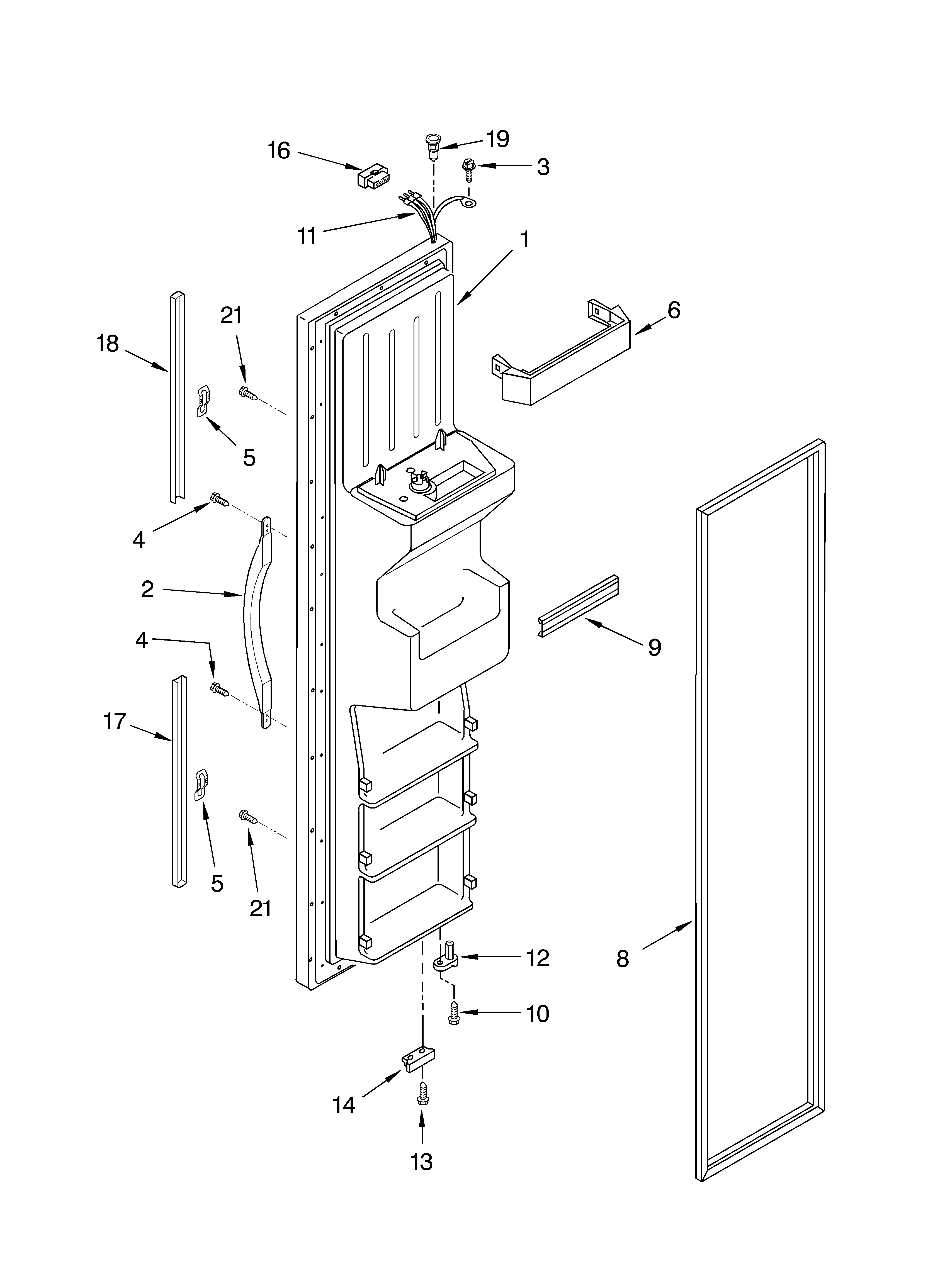 Whirlpool GD2SHAXKQ01 freezer door diagram
