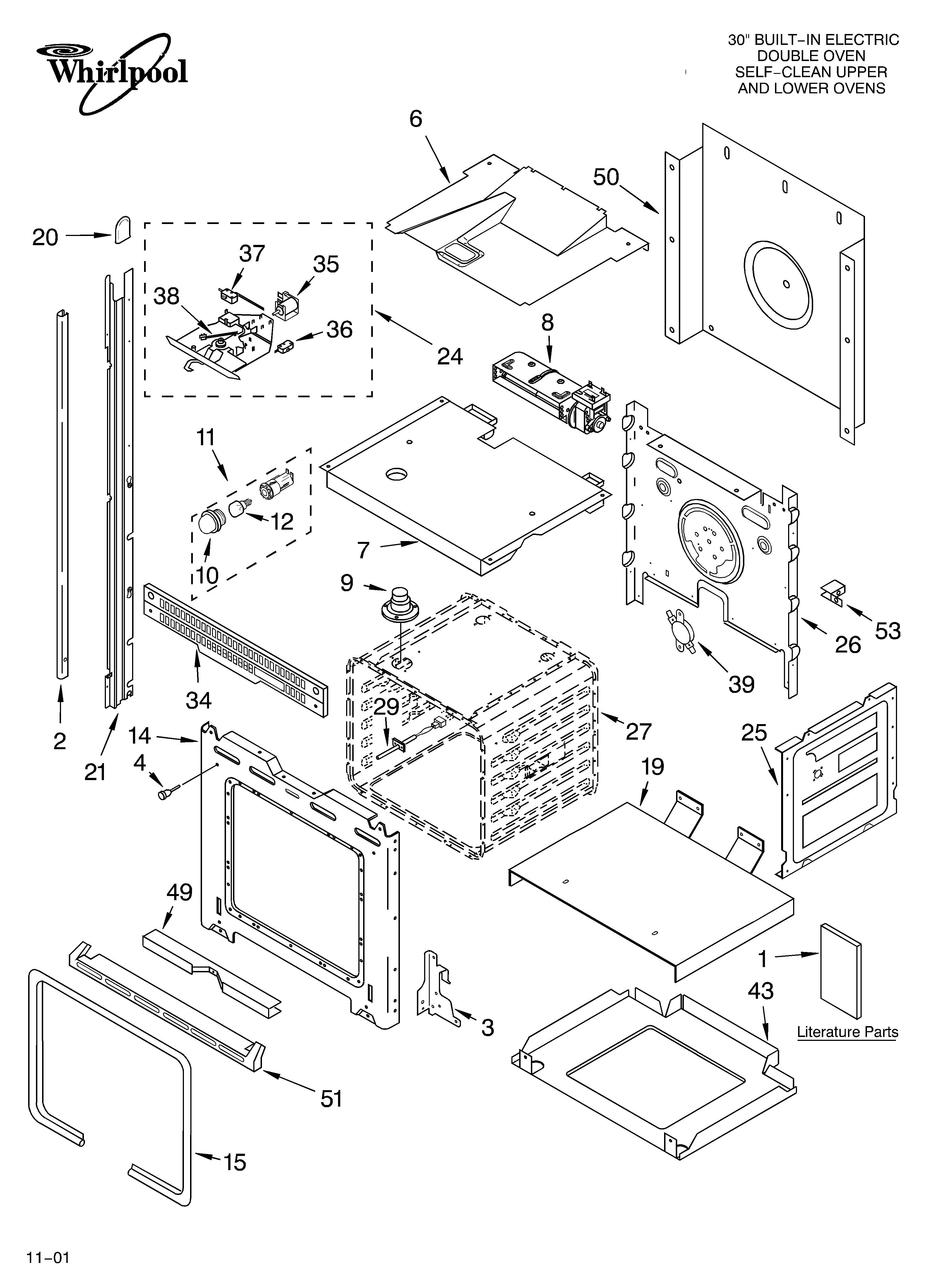 Whirlpool RBD306PDB13 oven/literature diagram