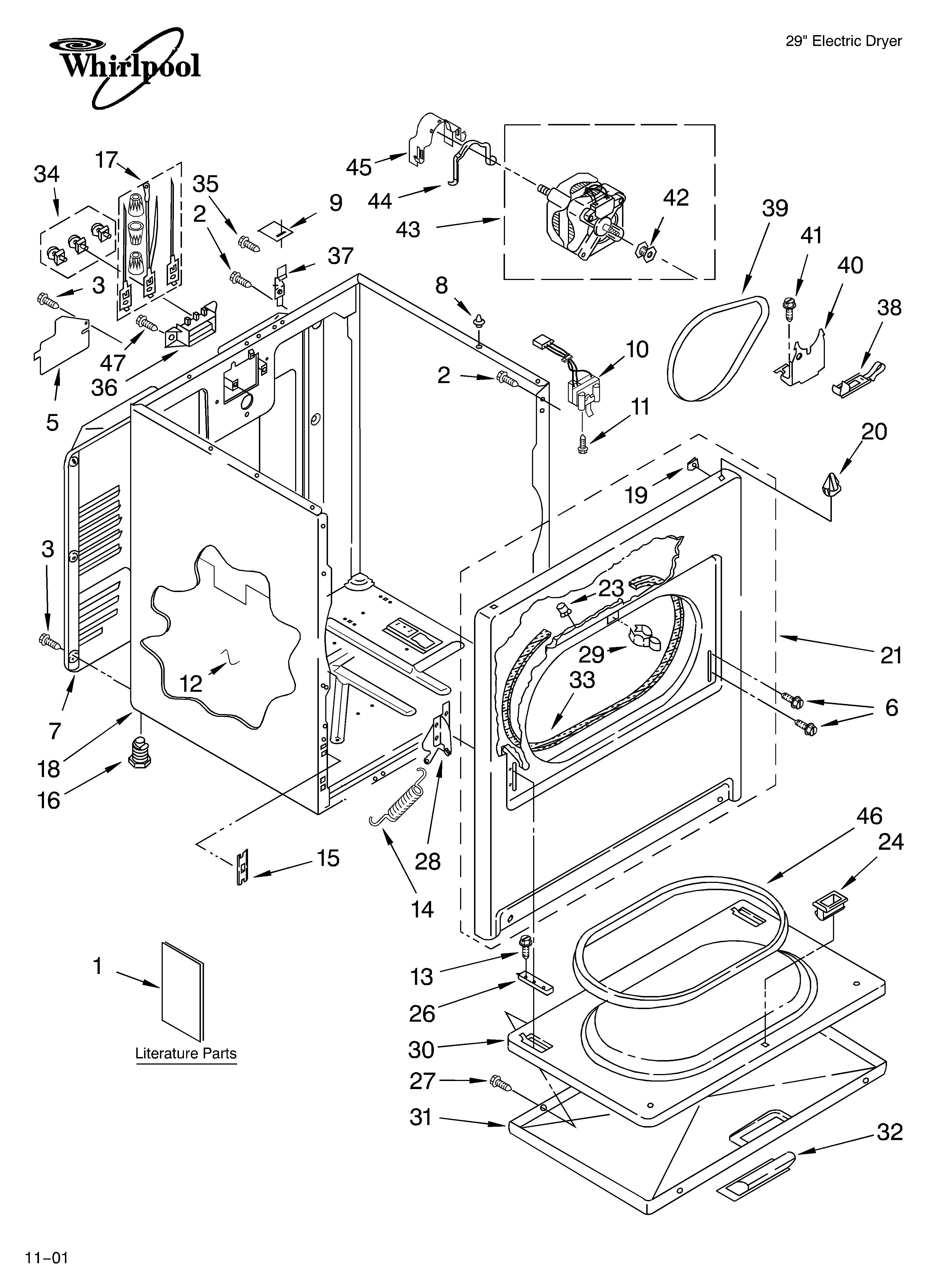 Whirlpool GEX9868JT1 cabinet/literature diagram