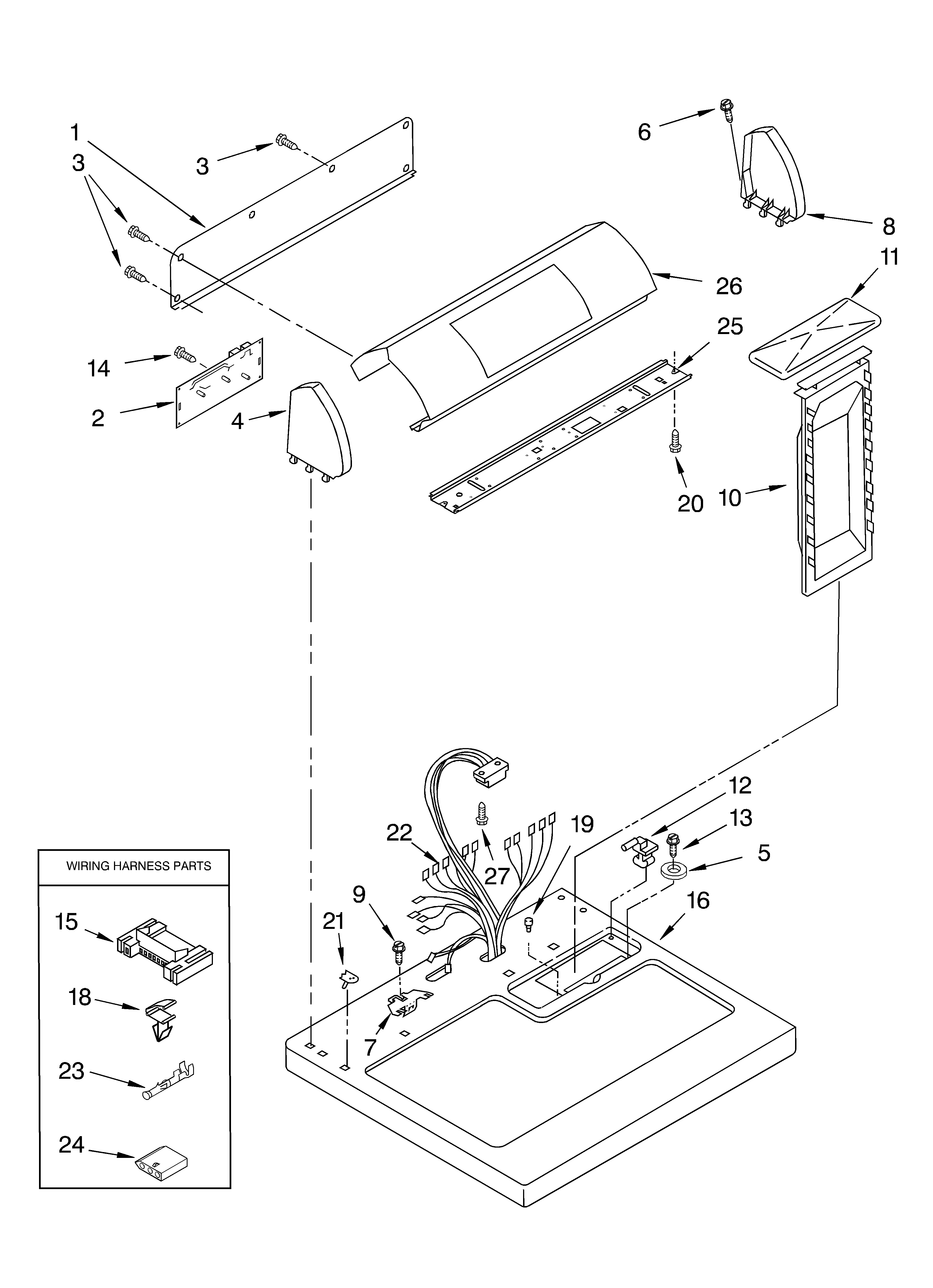 Whirlpool GEX9868JT1 top and console diagram