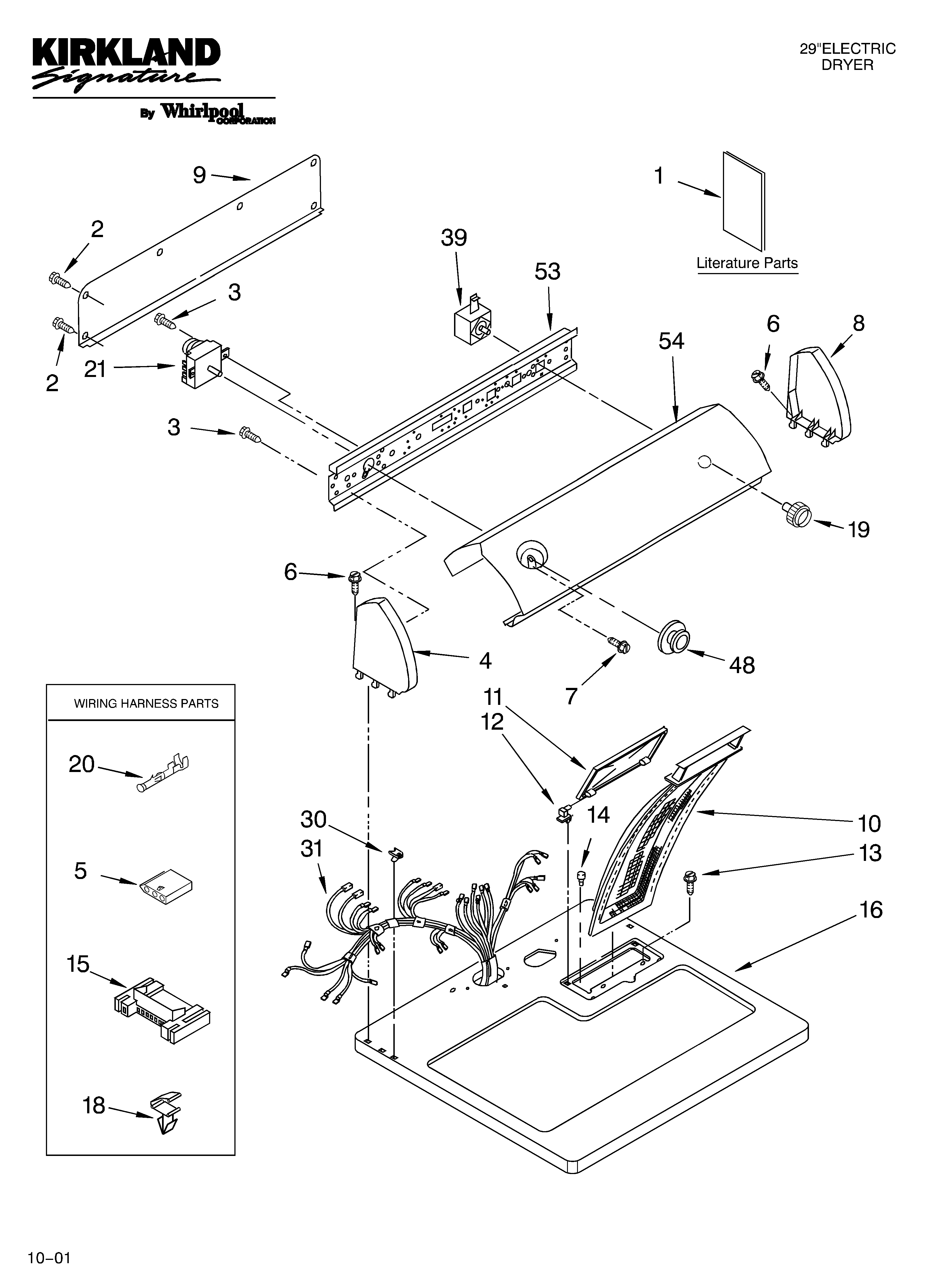 Kirkland SEDX600JQ1 top and console/literature diagram
