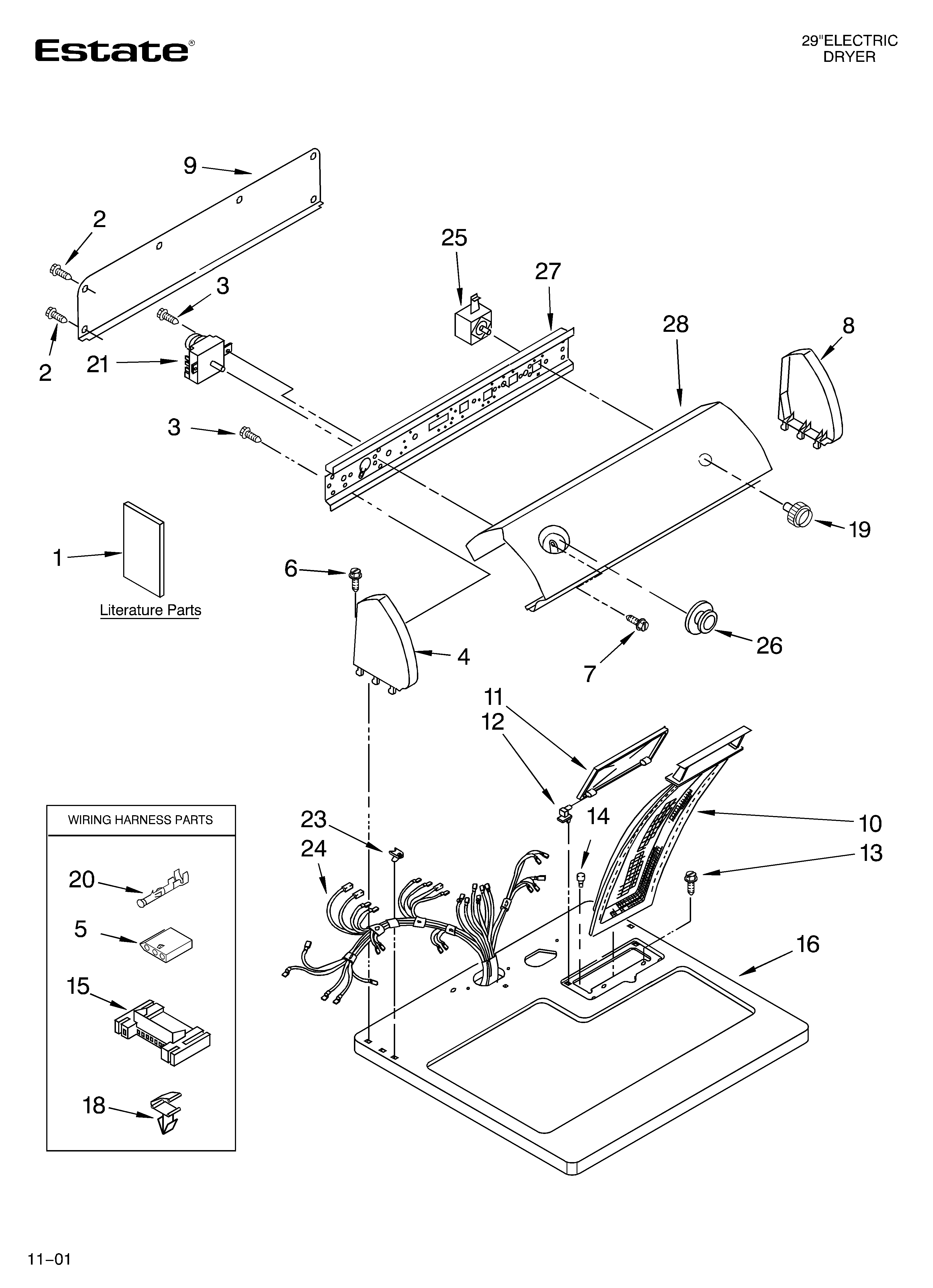 Estate TEDX640JQ1 top and console/literature diagram