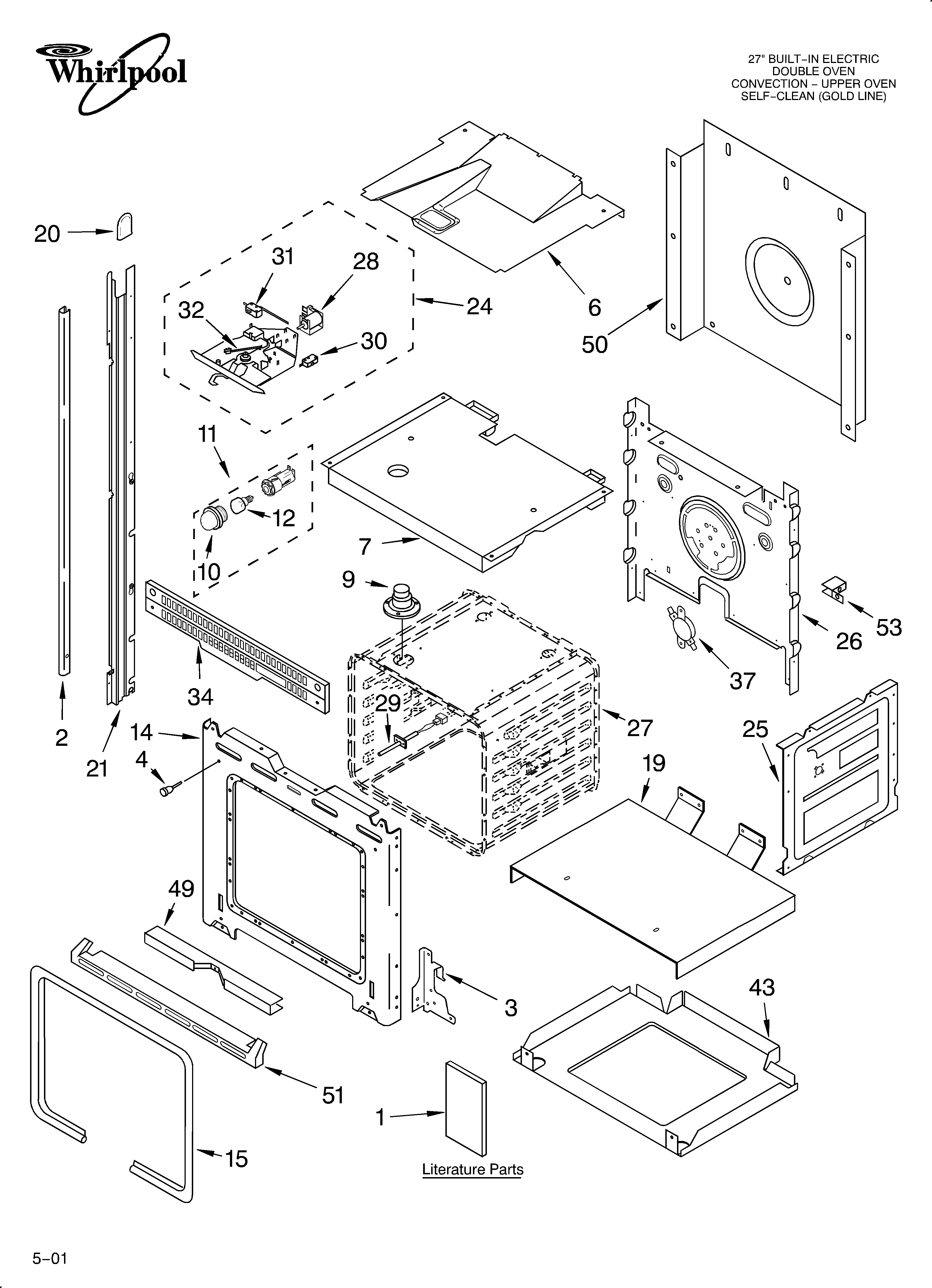 Whirlpool GBD277PDQ7 oven/literature diagram