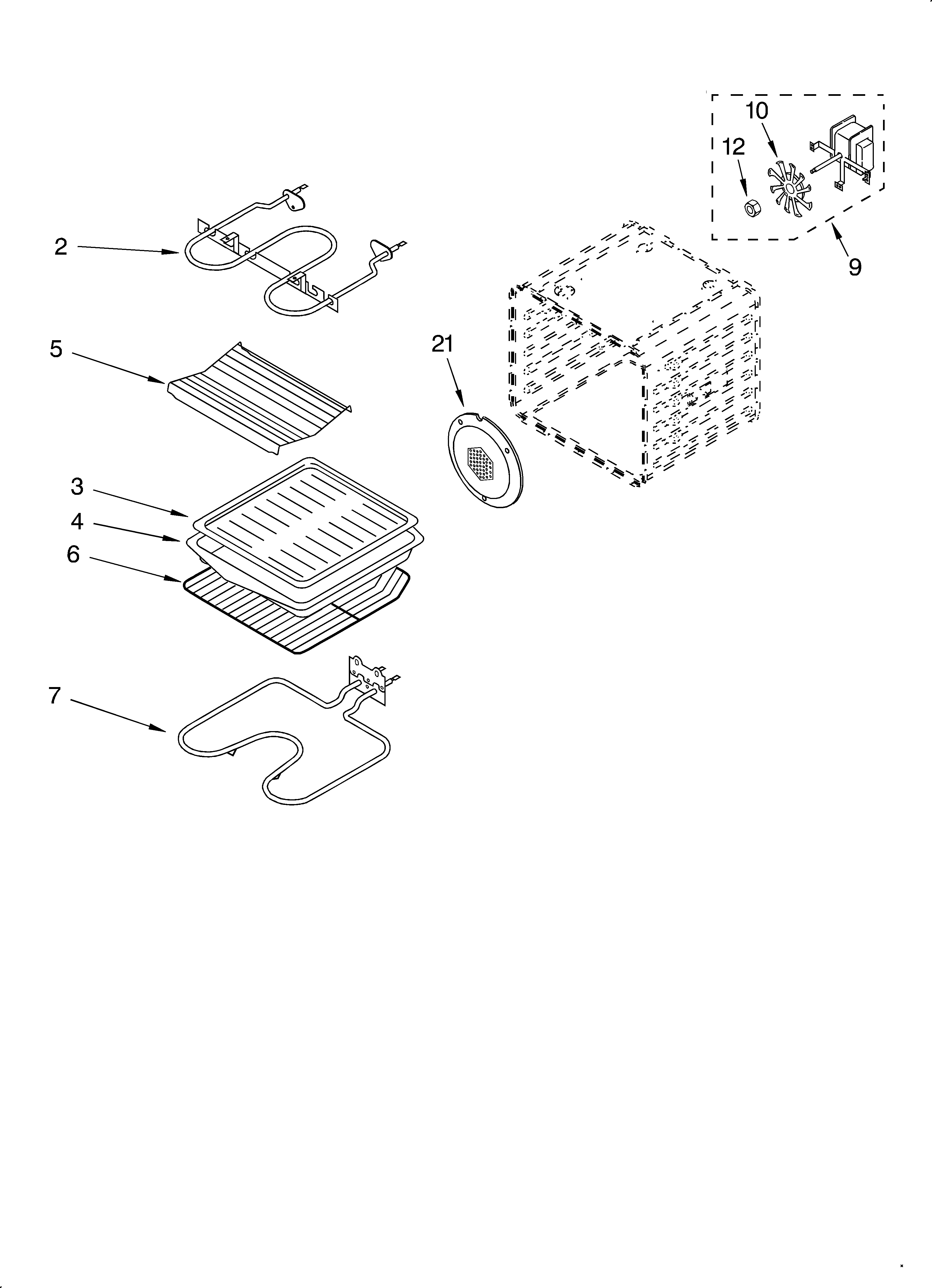 Whirlpool GBD277PDQ7 internal oven diagram