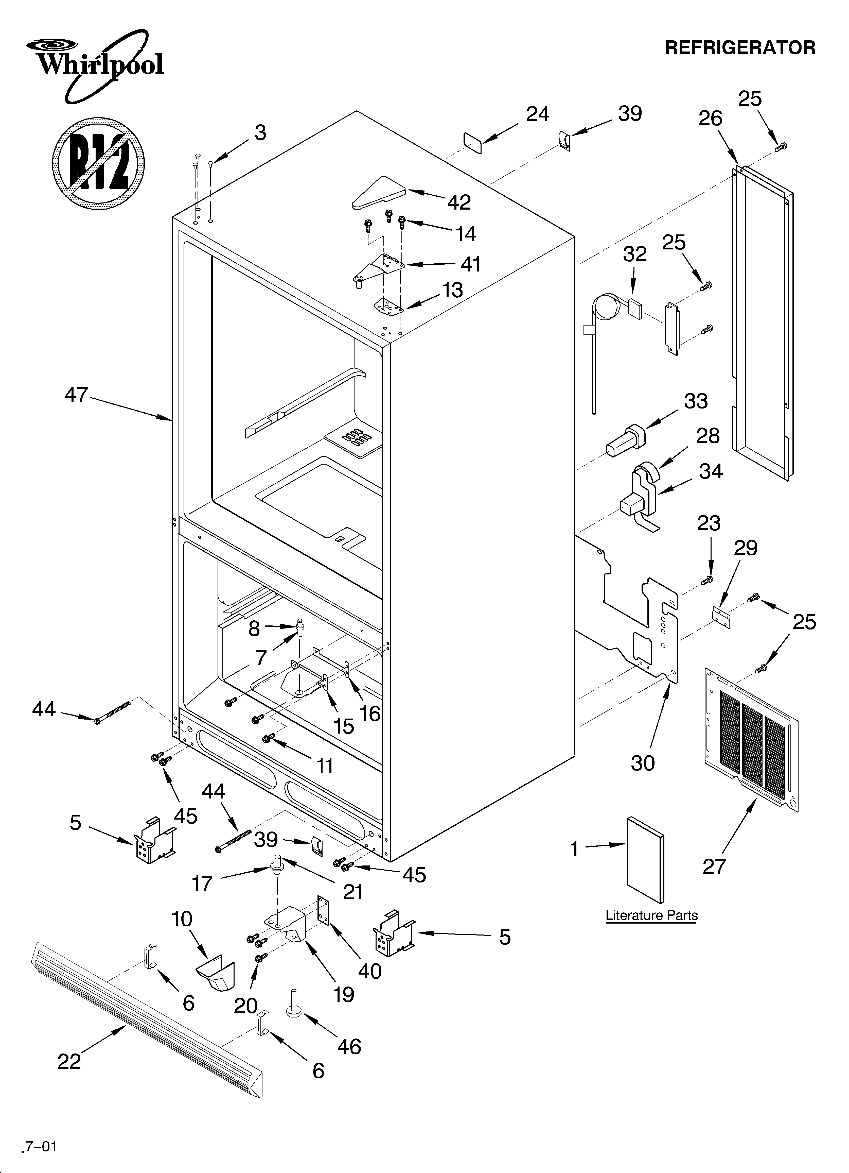 Whirlpool GB2SHKXKB00 cabinet/literature diagram
