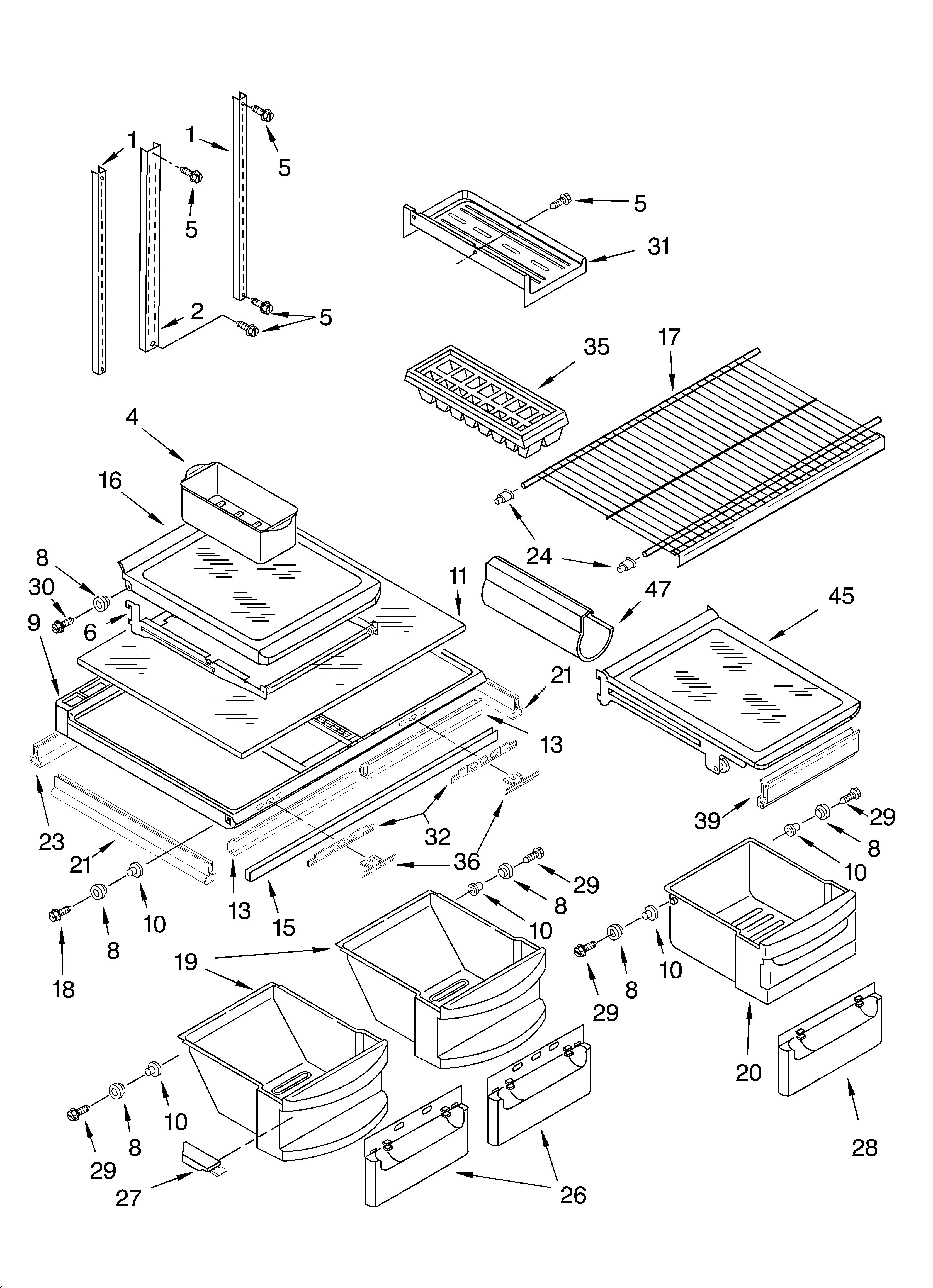 KitchenAid KTRC22KKWH00 shelf diagram