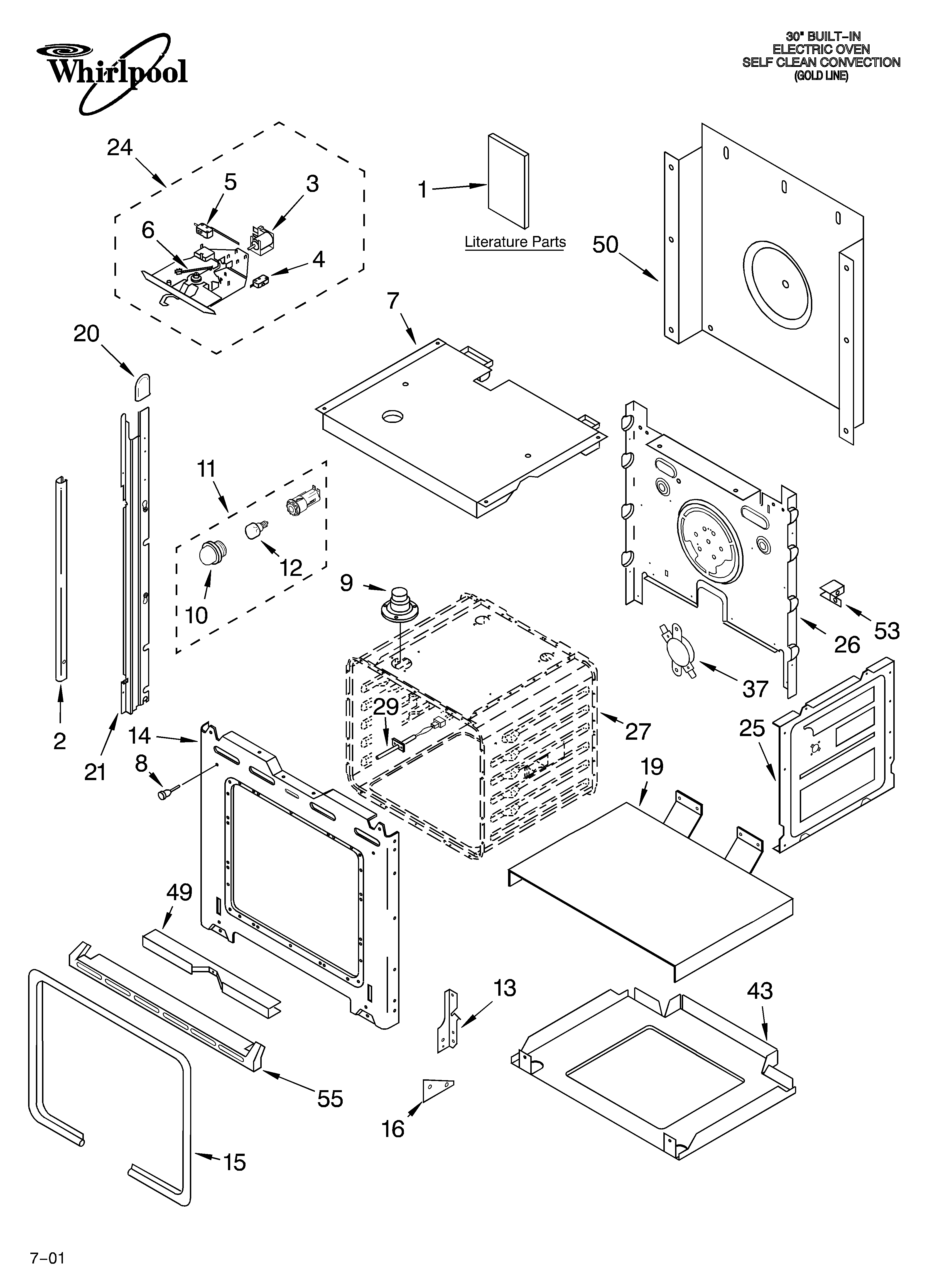 Whirlpool GBS307PDQ5 oven/literature diagram