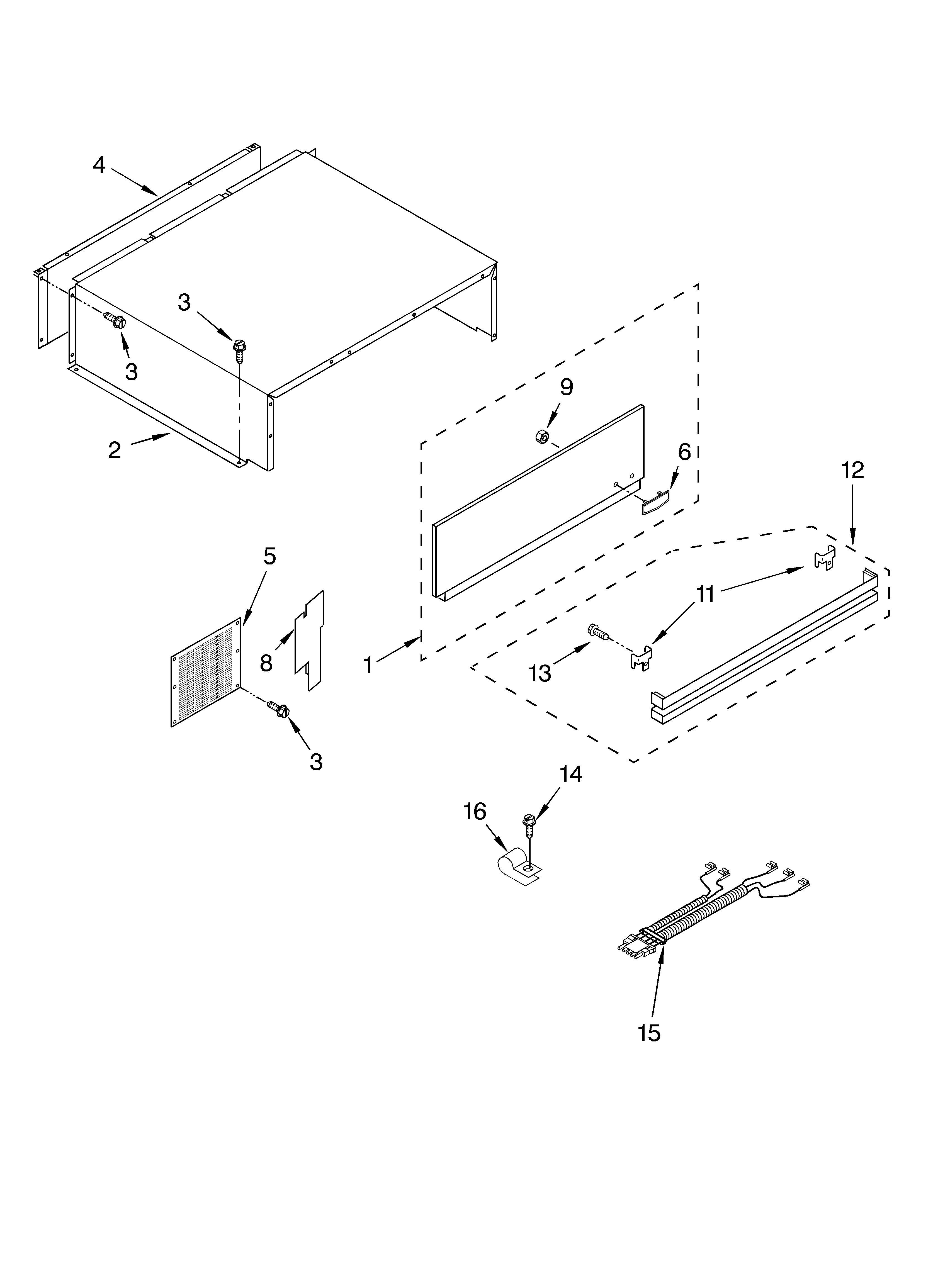 KitchenAid KSSC36FKS00 top grille and unit cover diagram