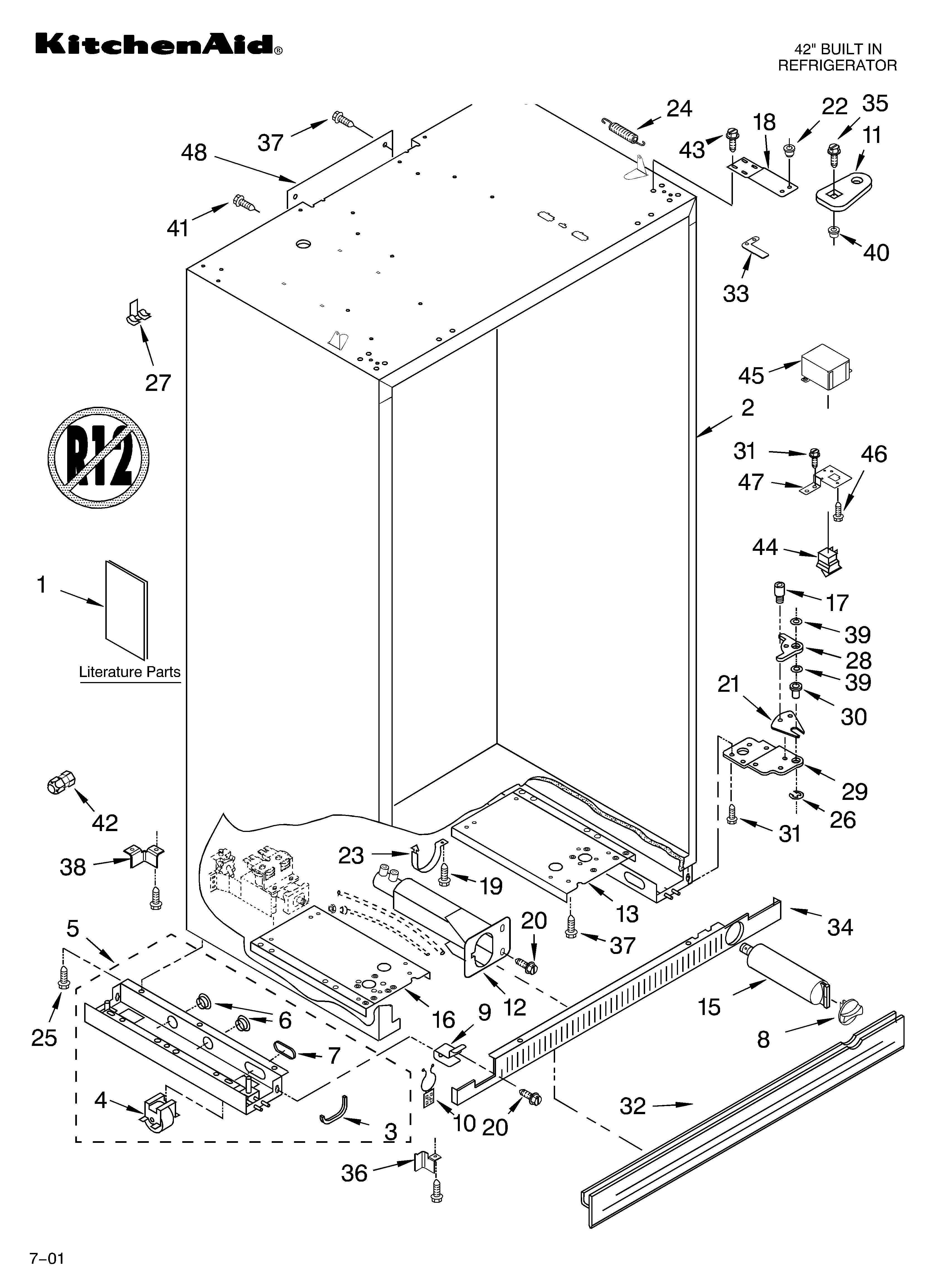 KitchenAid KSSC42FKB00 cabinet/literature diagram