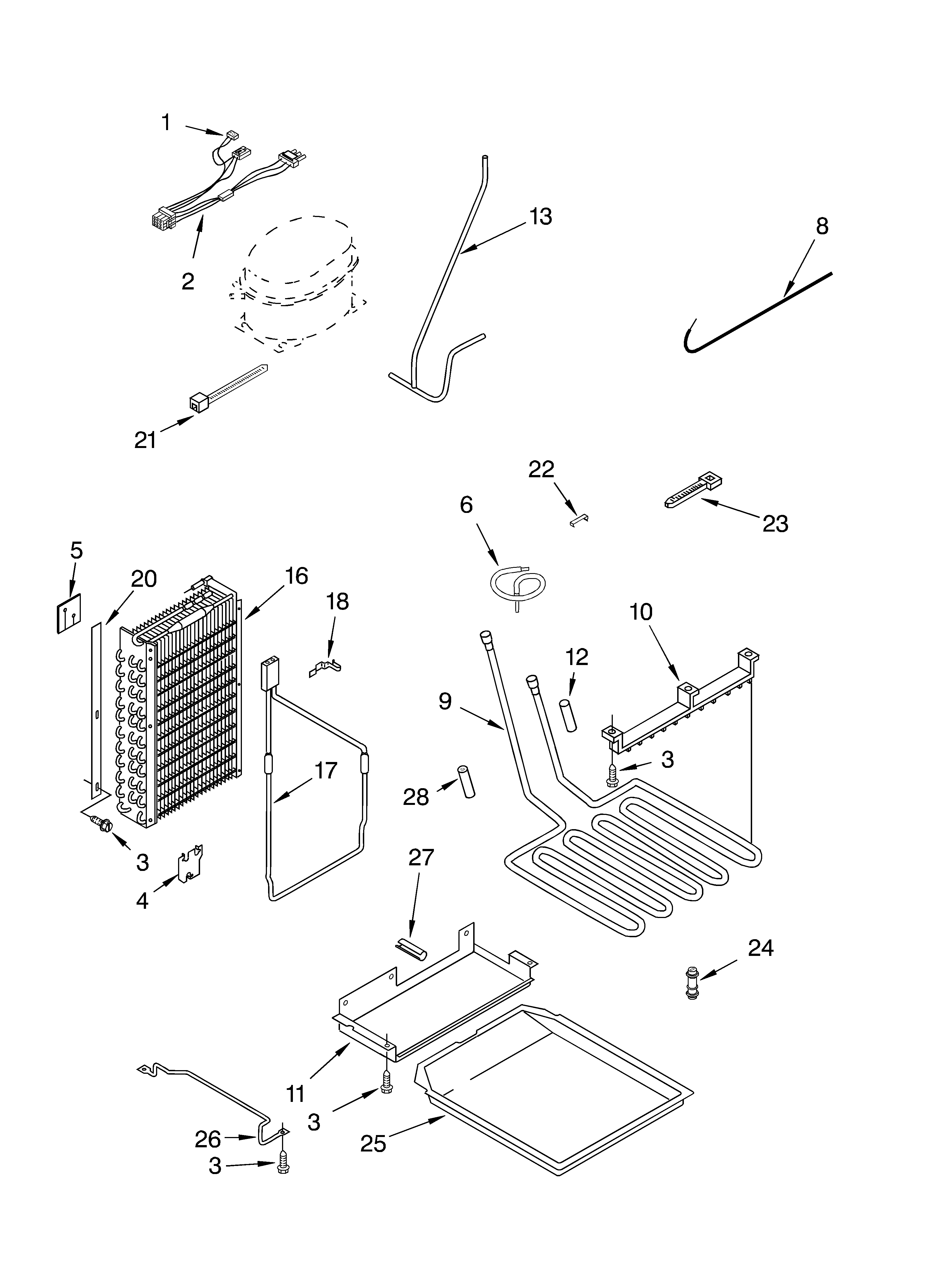 KitchenAid KSSC42QKS00 lower unit and tube diagram
