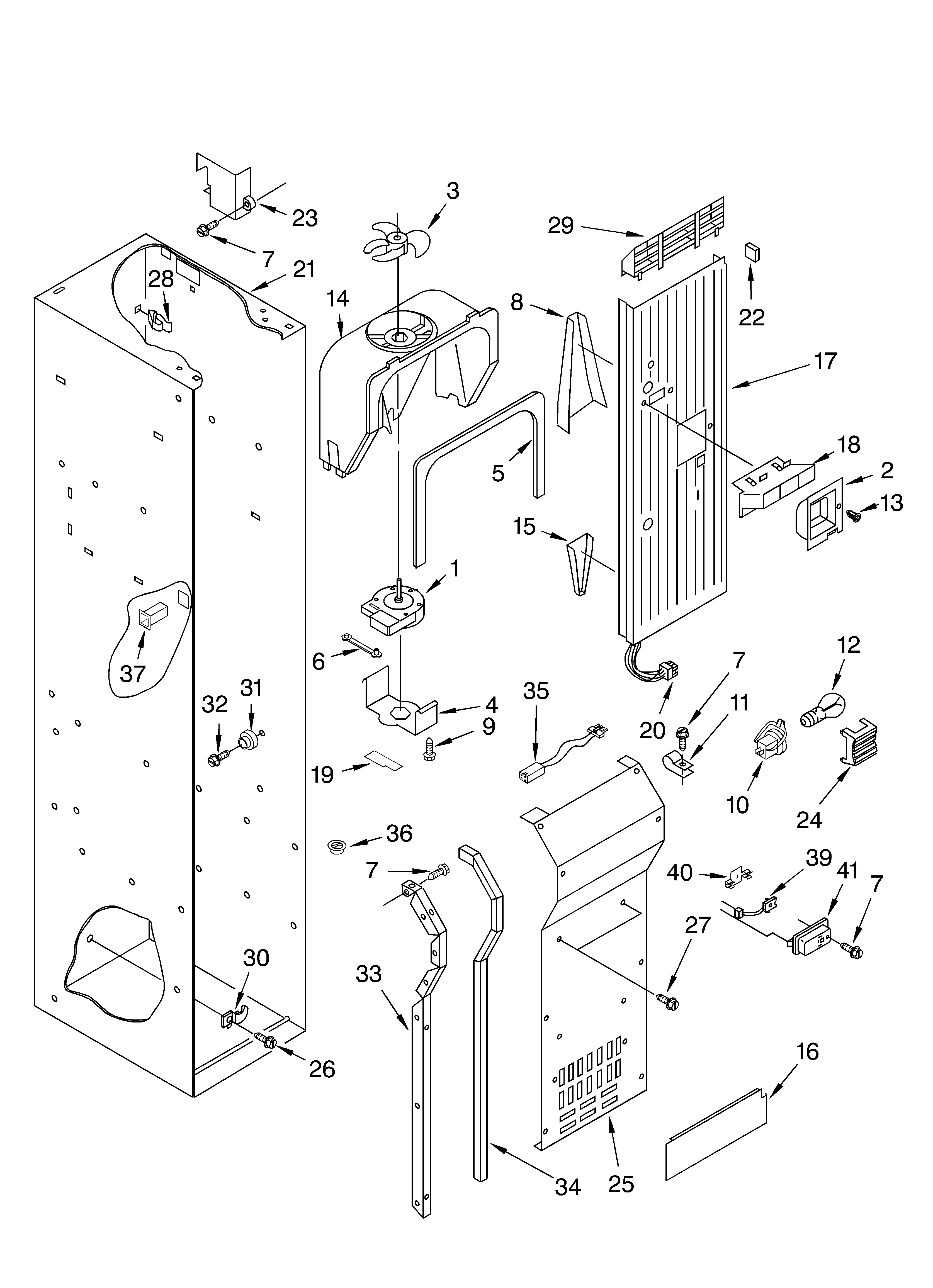 KitchenAid KSSC48QKS00 freezer liner and air flow diagram