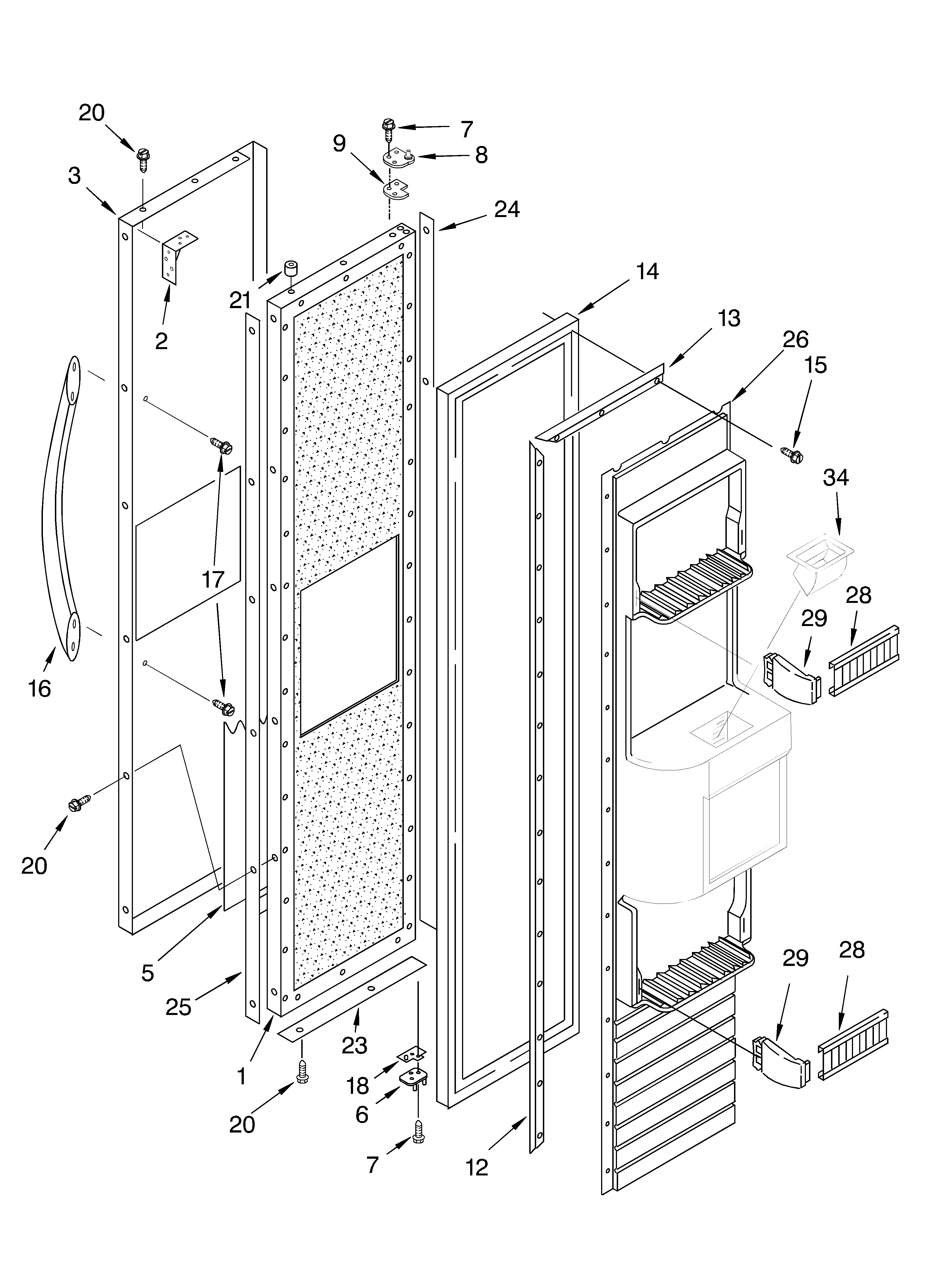 KitchenAid KSSC48QKS00 freezer door diagram