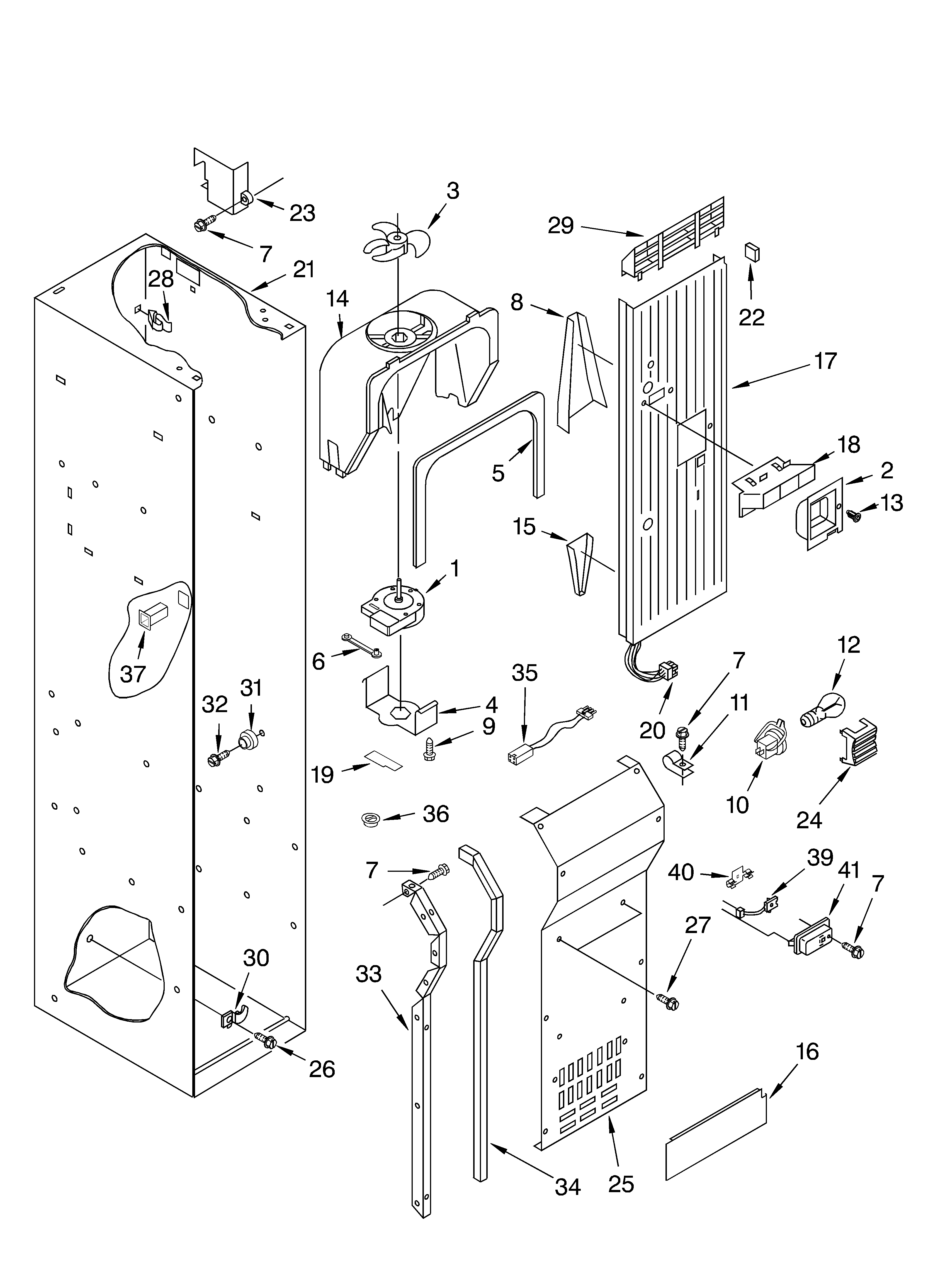 KitchenAid KSSP42QKS00 freezer liner and air flow diagram
