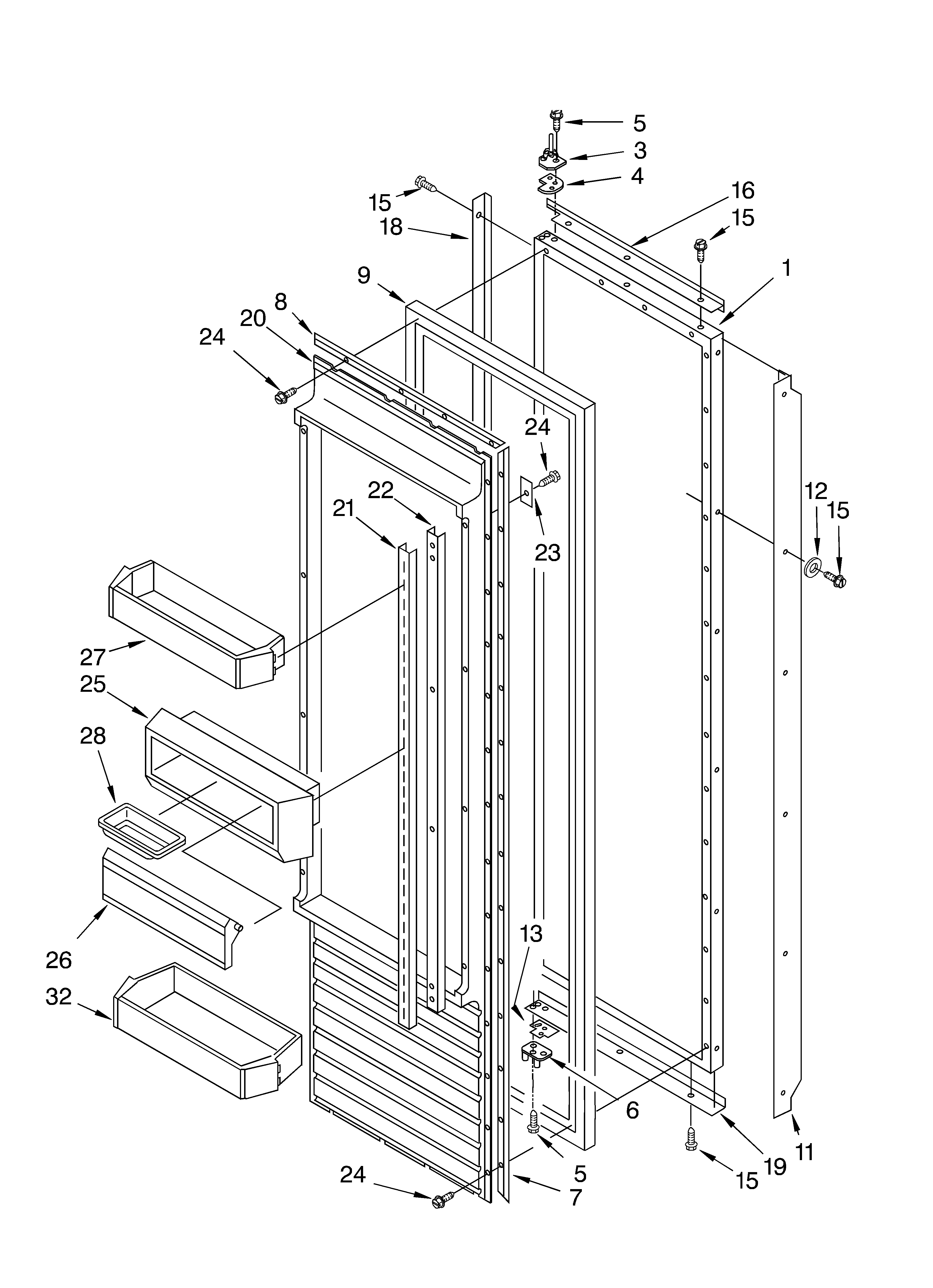 KitchenAid KSSS42FKW00 refrigerator door diagram