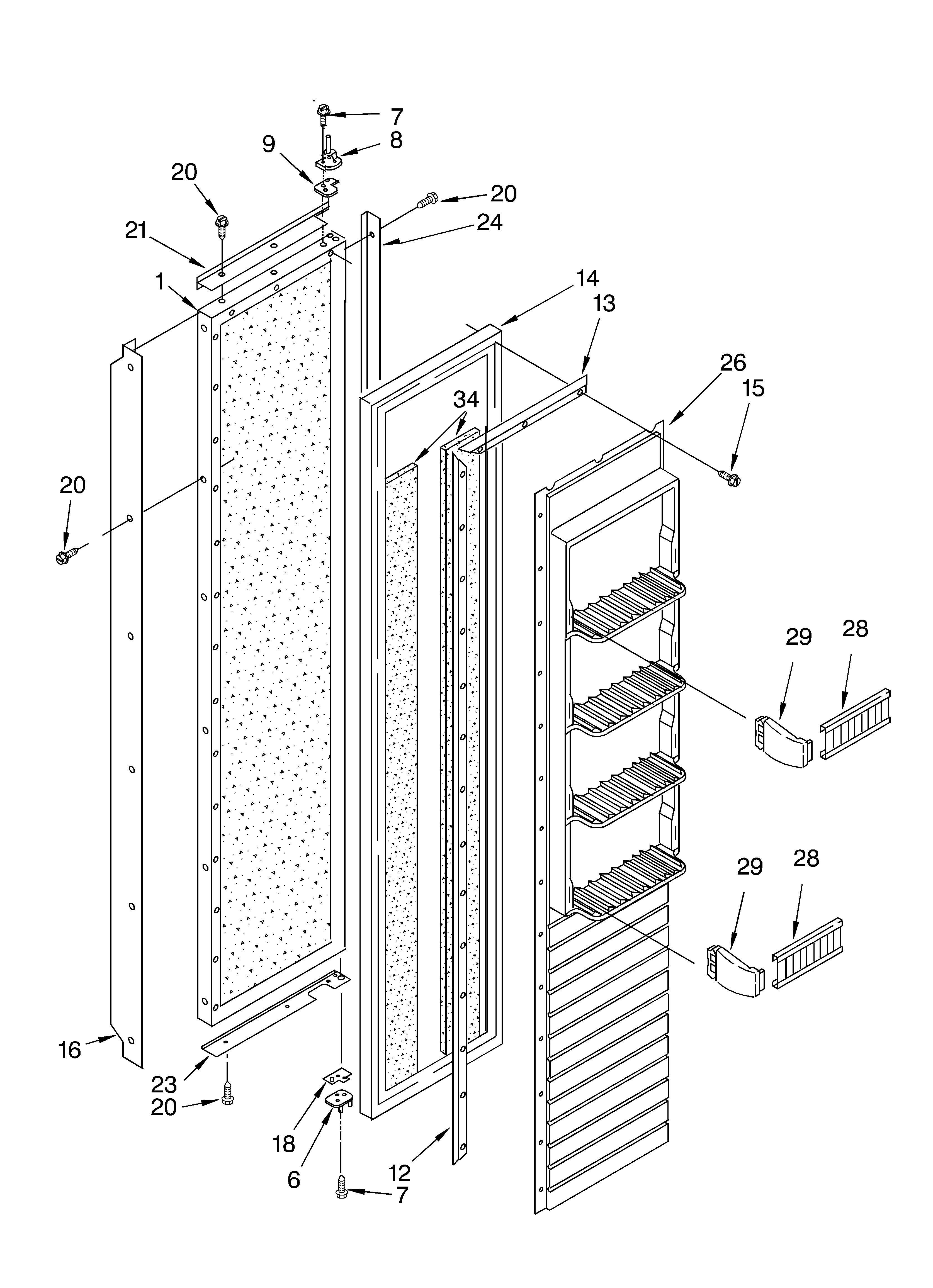 KitchenAid KSSS42FKW00 freezer door diagram