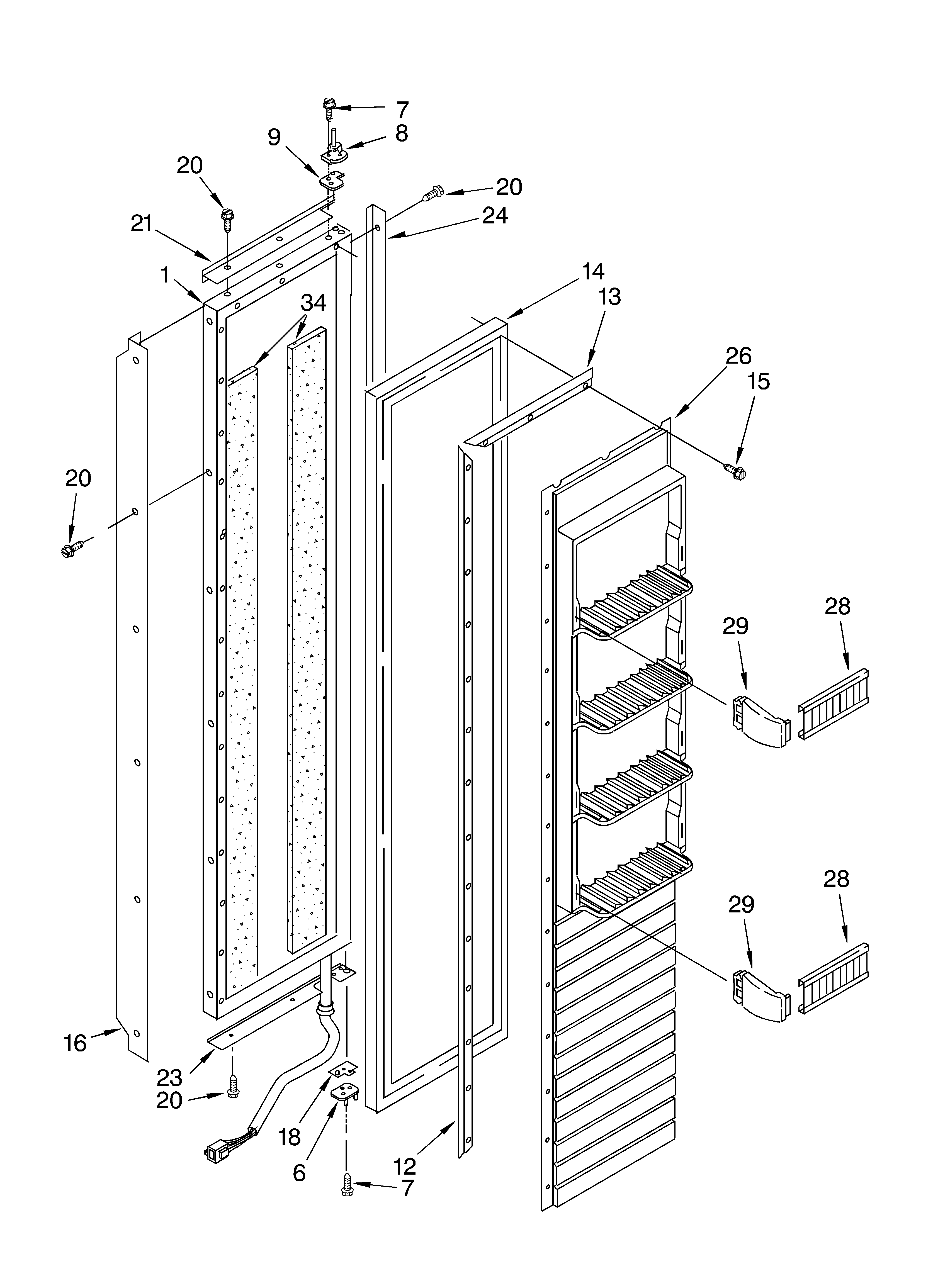 KitchenAid KSSS48FKW00 freezer door diagram