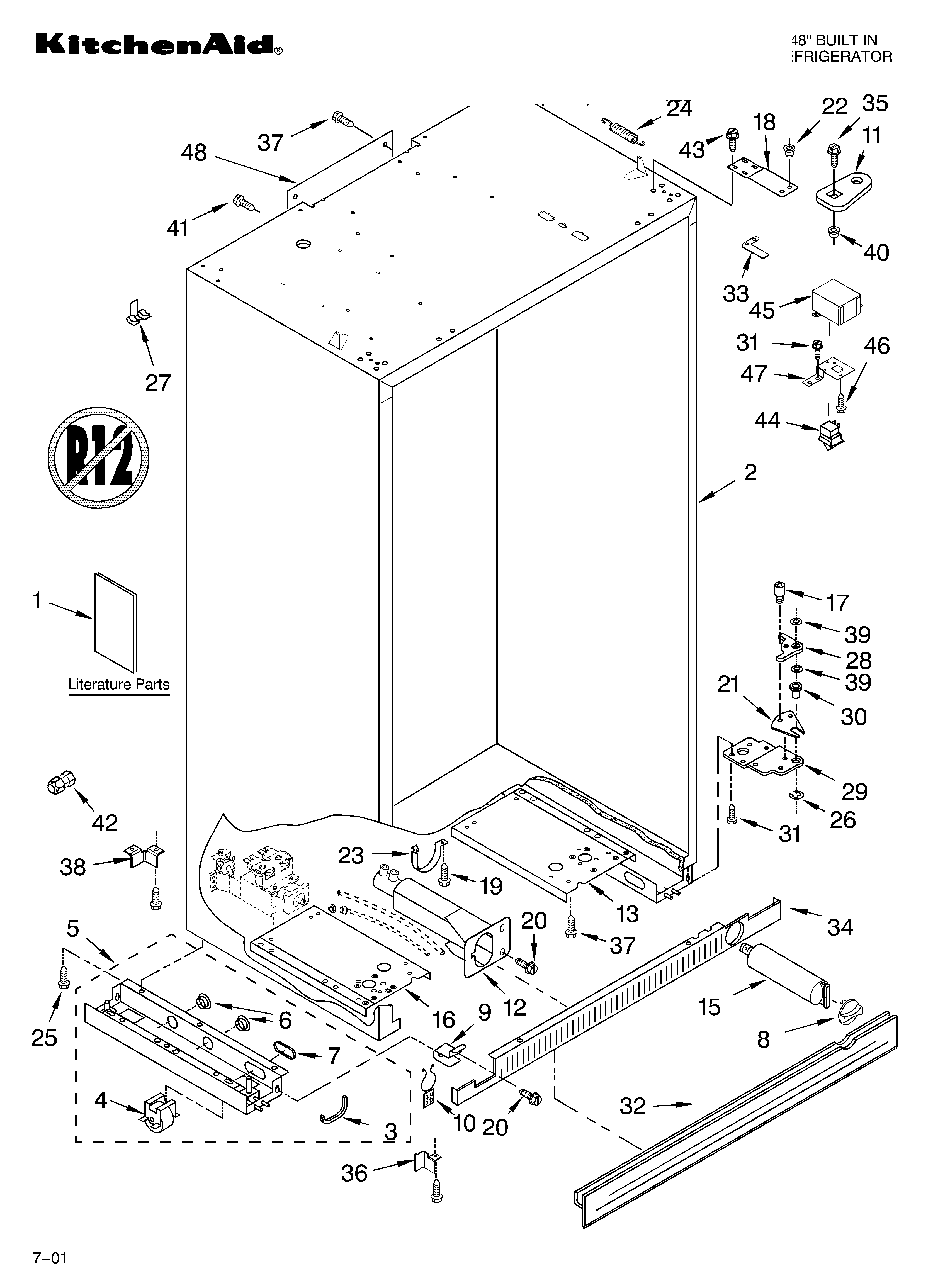 KitchenAid KSSS48QKT00 cabinet/literature diagram