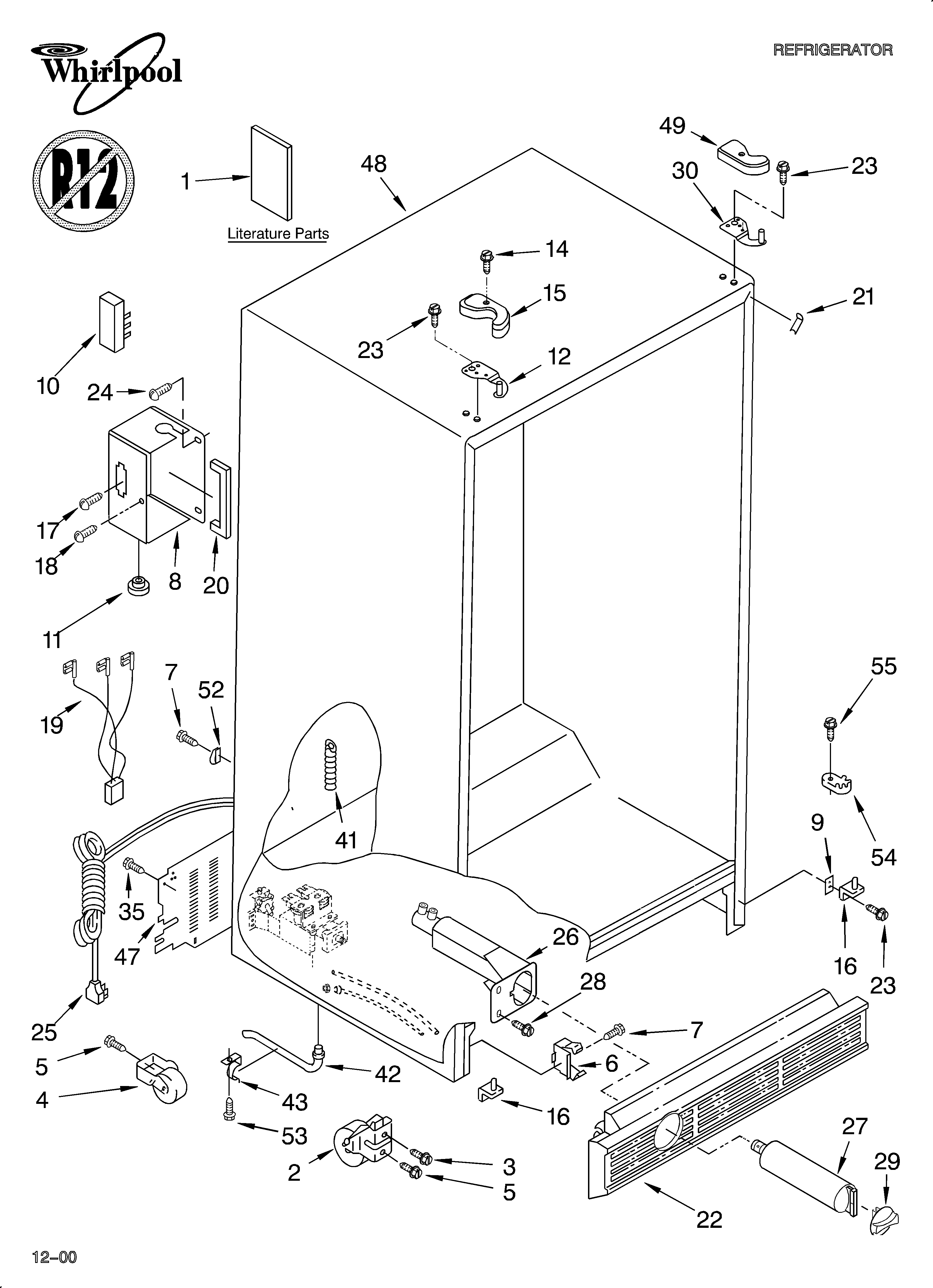 Whirlpool 6GD25DCXHW00 cabinet/literature diagram