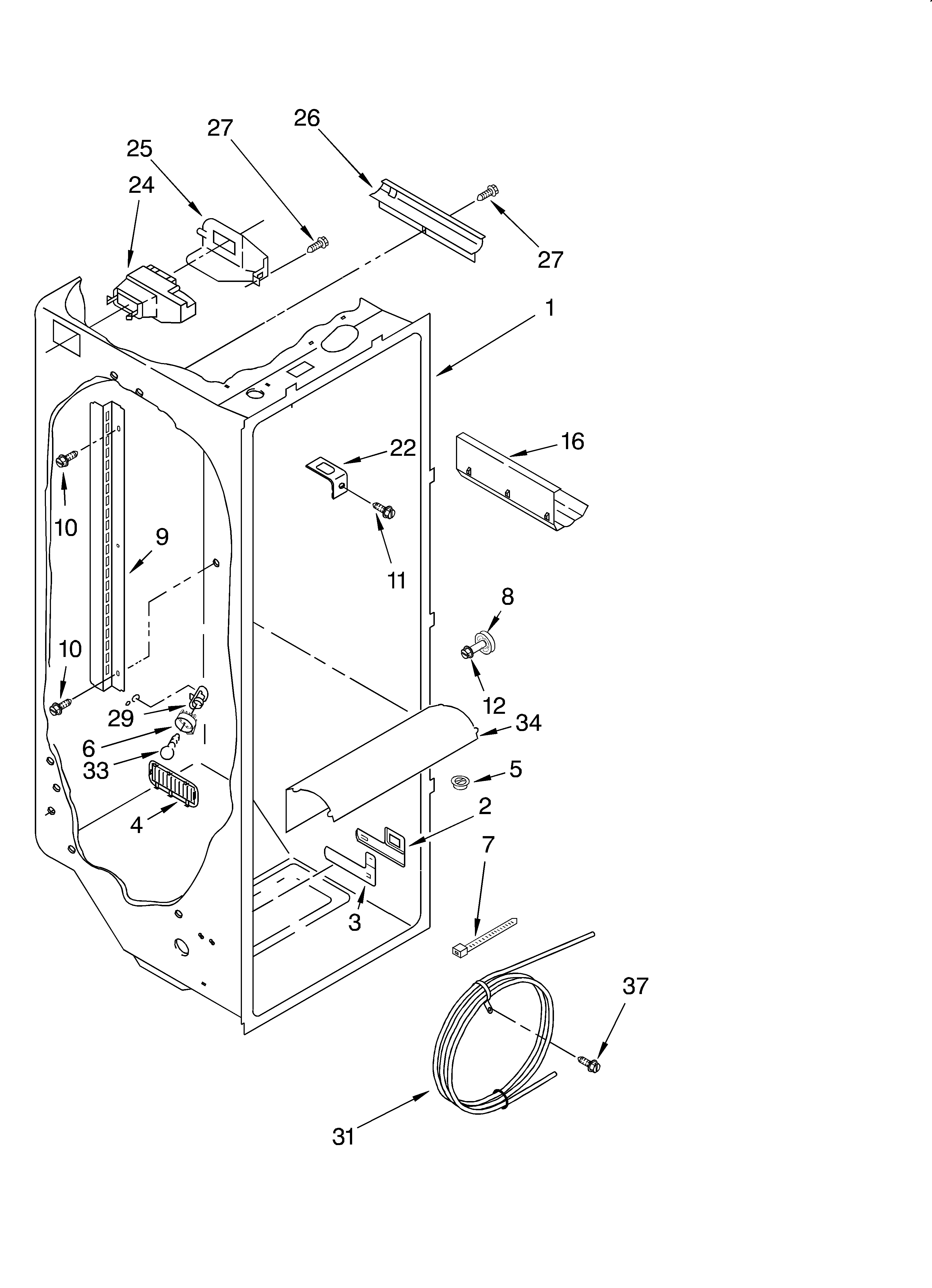 Whirlpool 6GD25DCXHW00 refrigerator liner diagram
