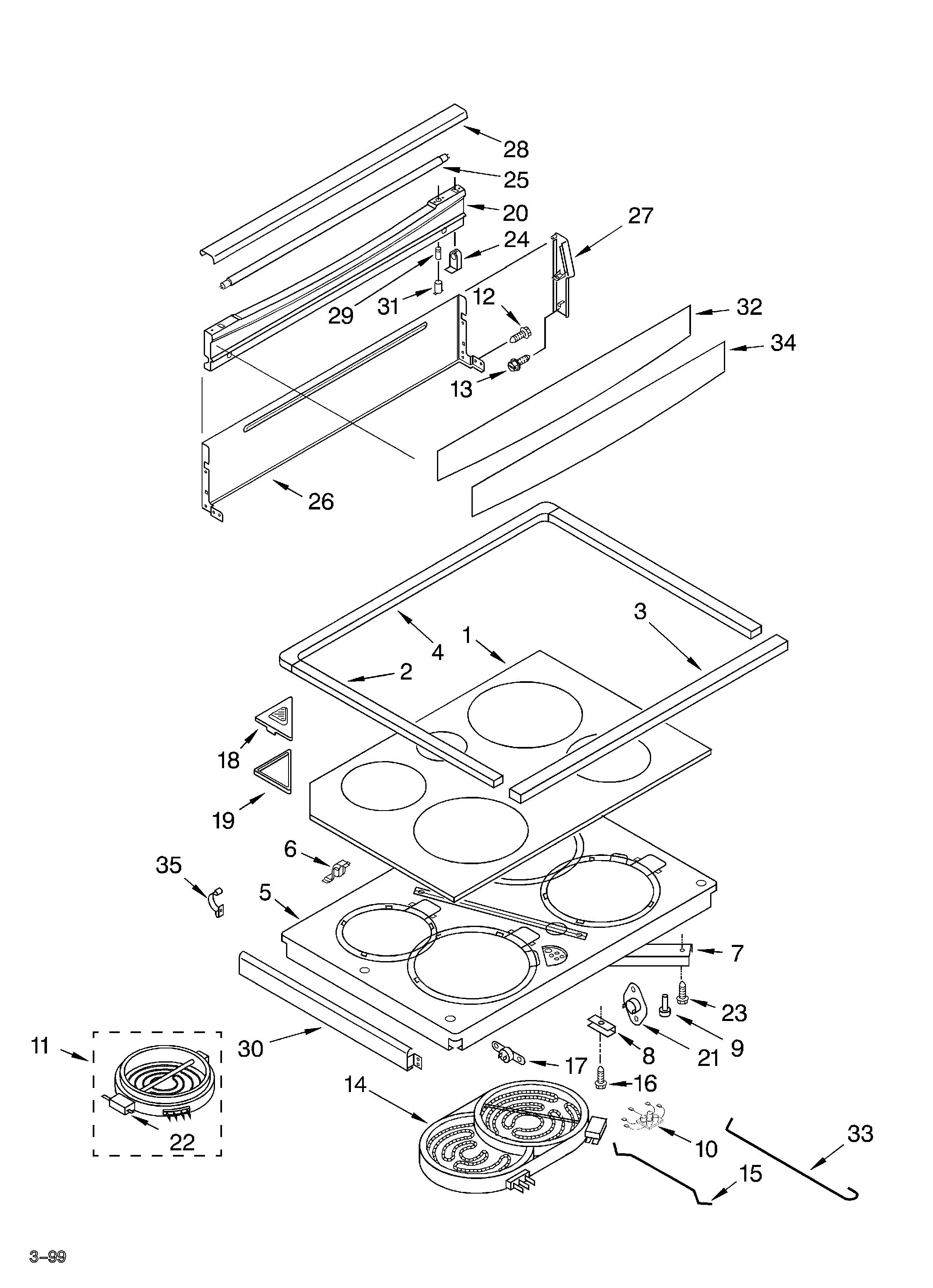 KitchenAid KERC607GBS1 cooktop diagram