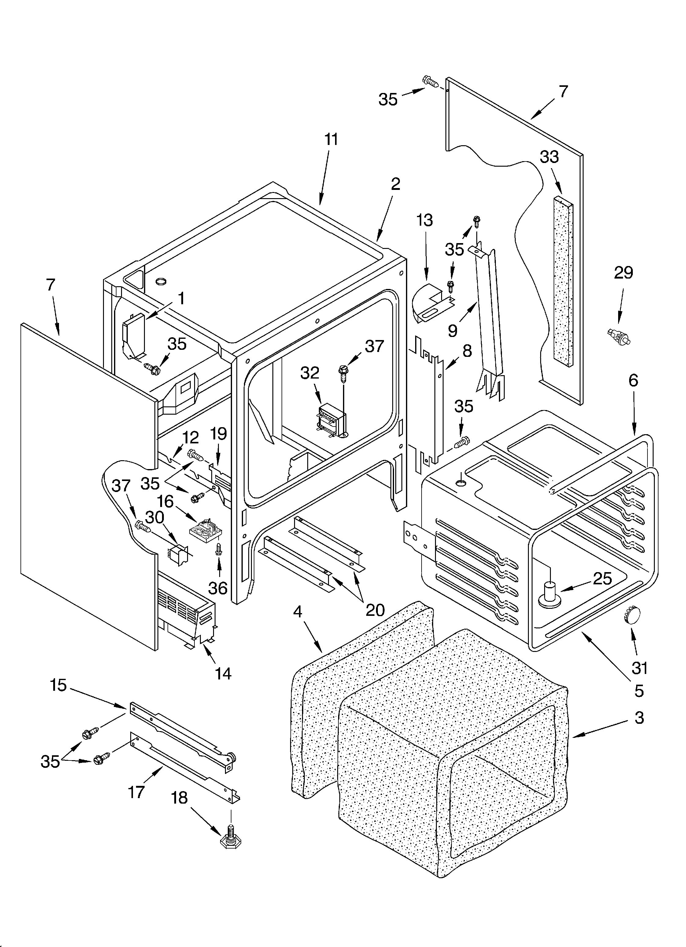 KitchenAid KERC607GBS1 oven chassis diagram