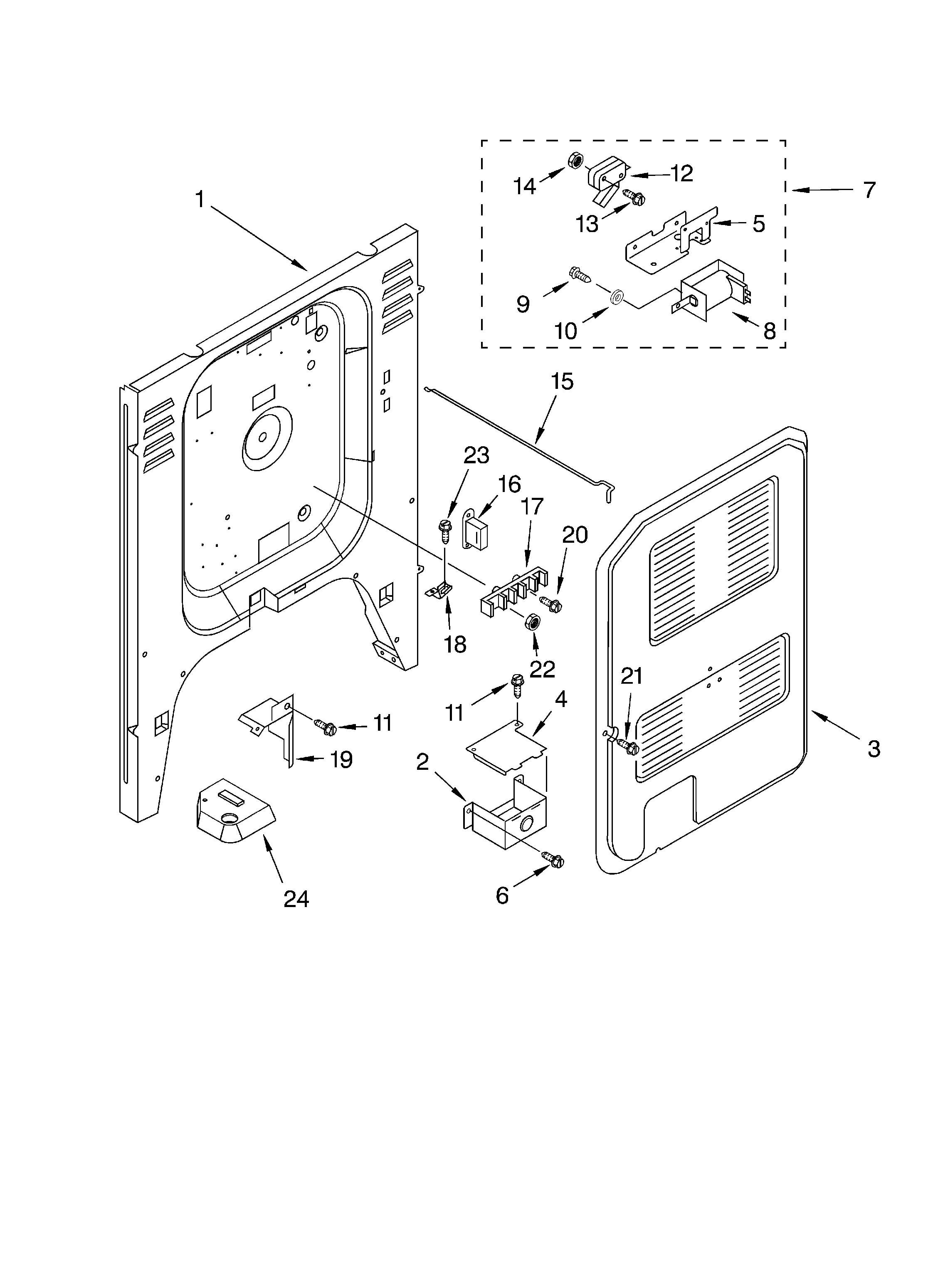 KitchenAid KERC607GBS1 rear chassis diagram