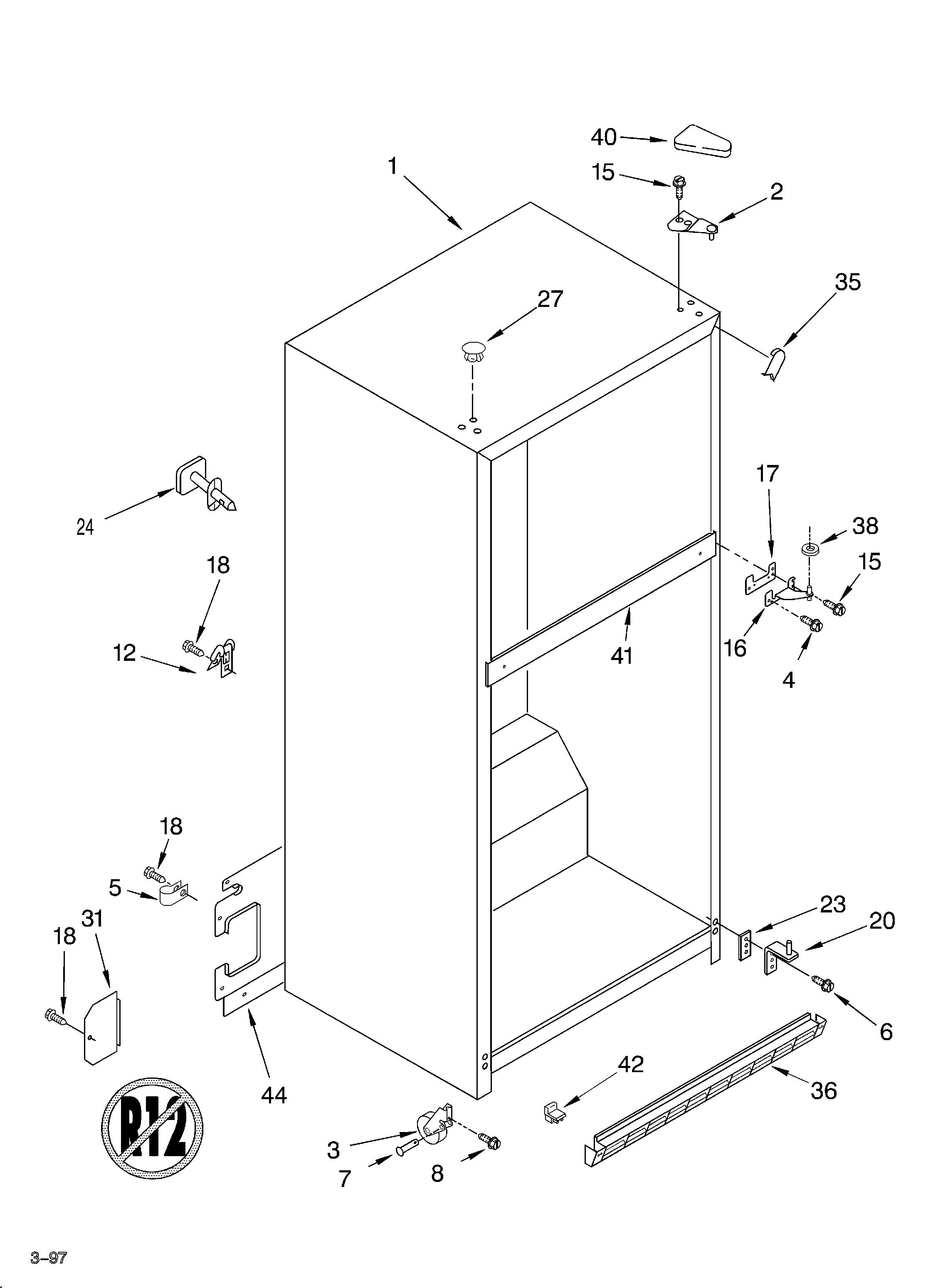 Whirlpool ET18NKXFW01 cabinet diagram