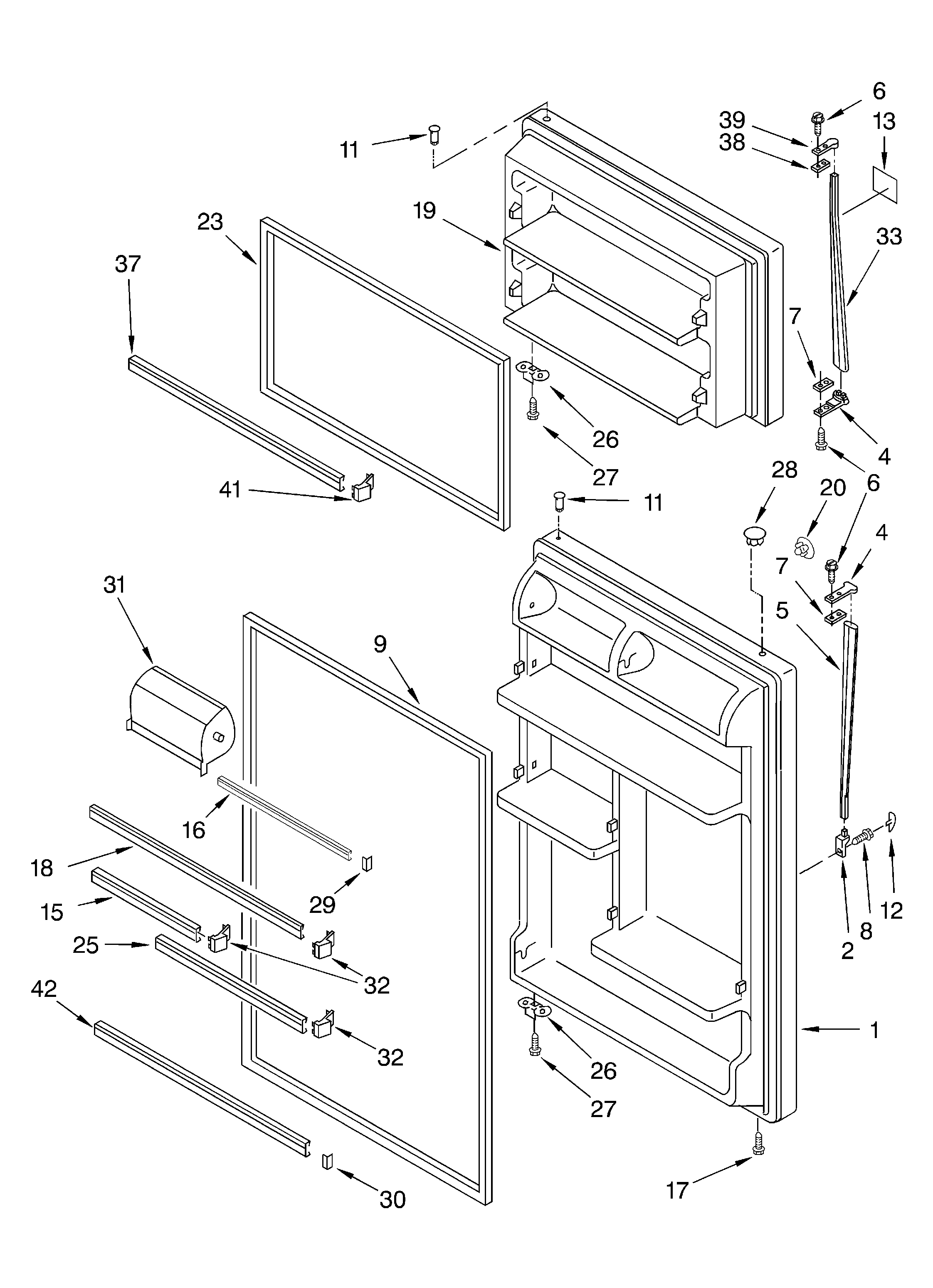 Whirlpool ET18NKXFW01 door diagram