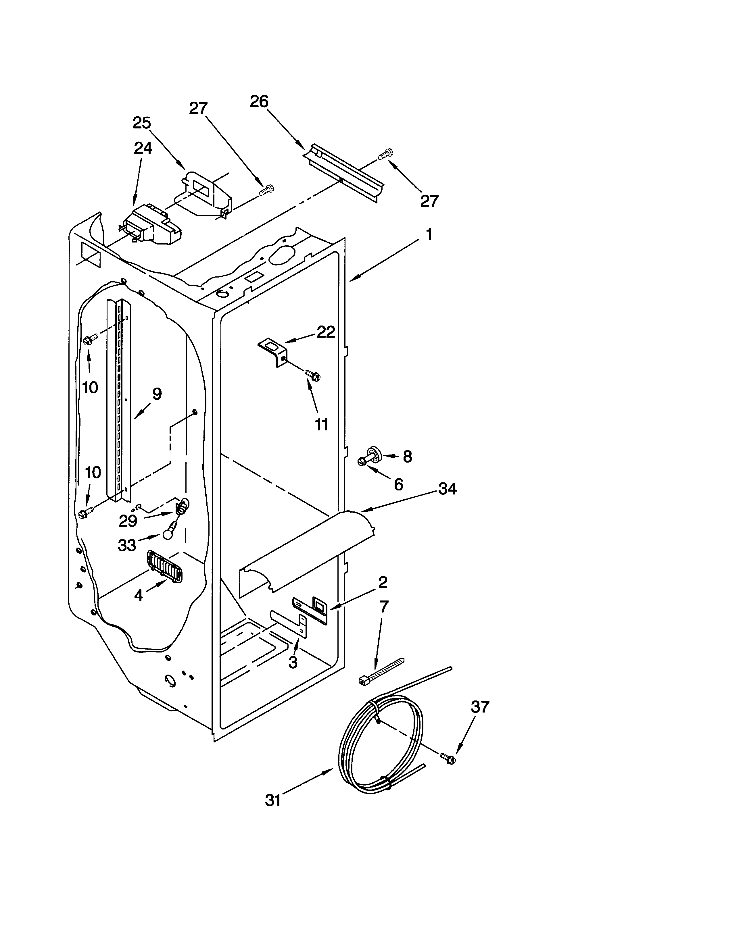 Whirlpool GD5SHGXKB01 refrigerator liner diagram
