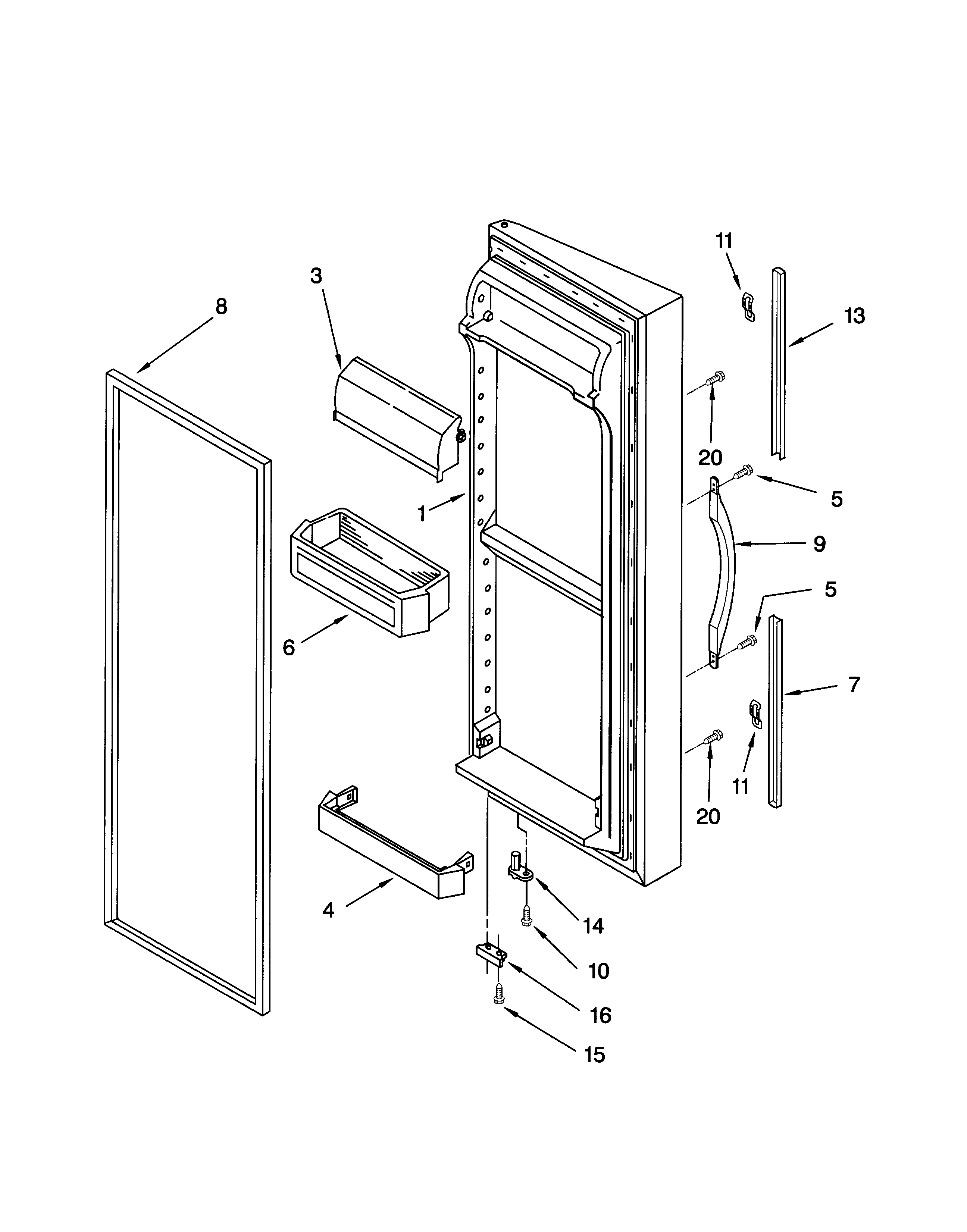 Whirlpool GD5SHGXKB01 refrigerator door diagram