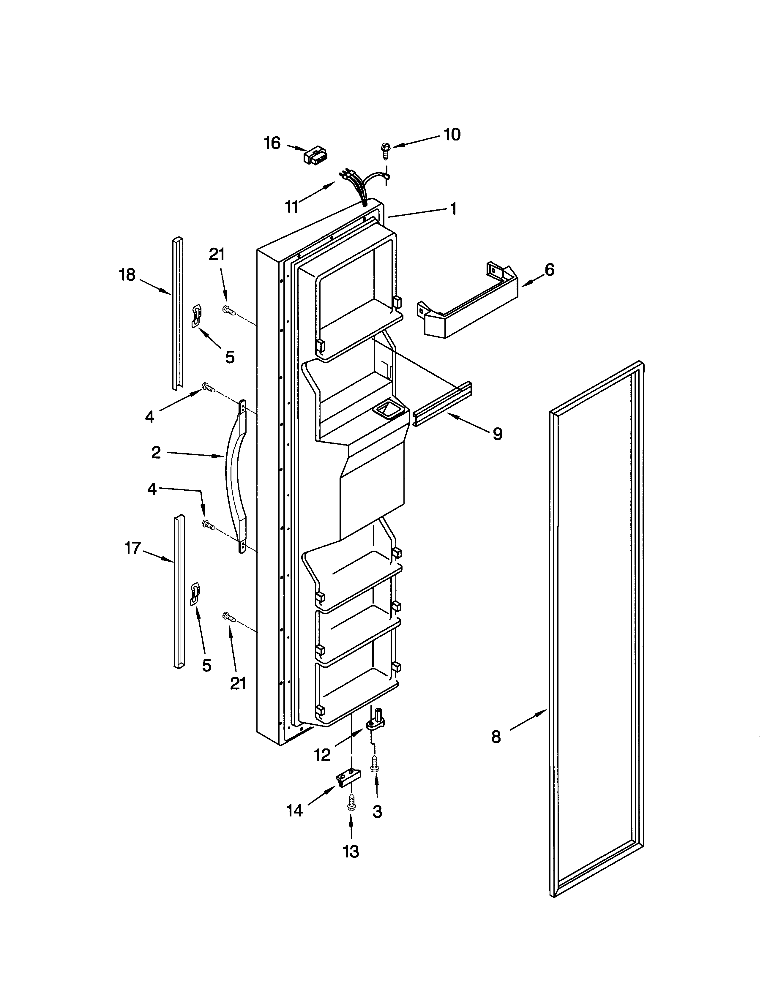 Whirlpool GD5SHGXKB01 freezer door diagram