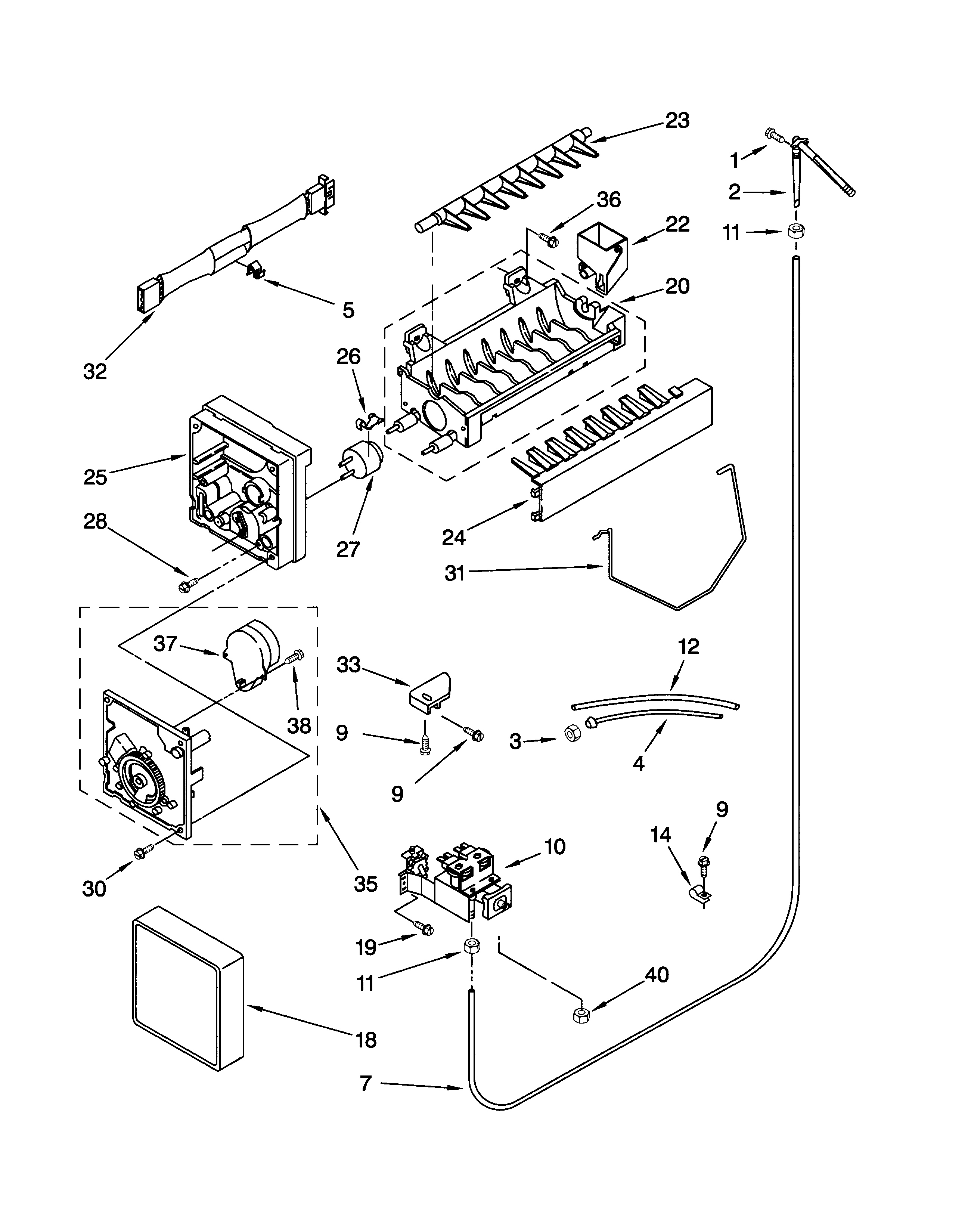 Whirlpool GD5SHGXKB01 icemaker/optional diagram