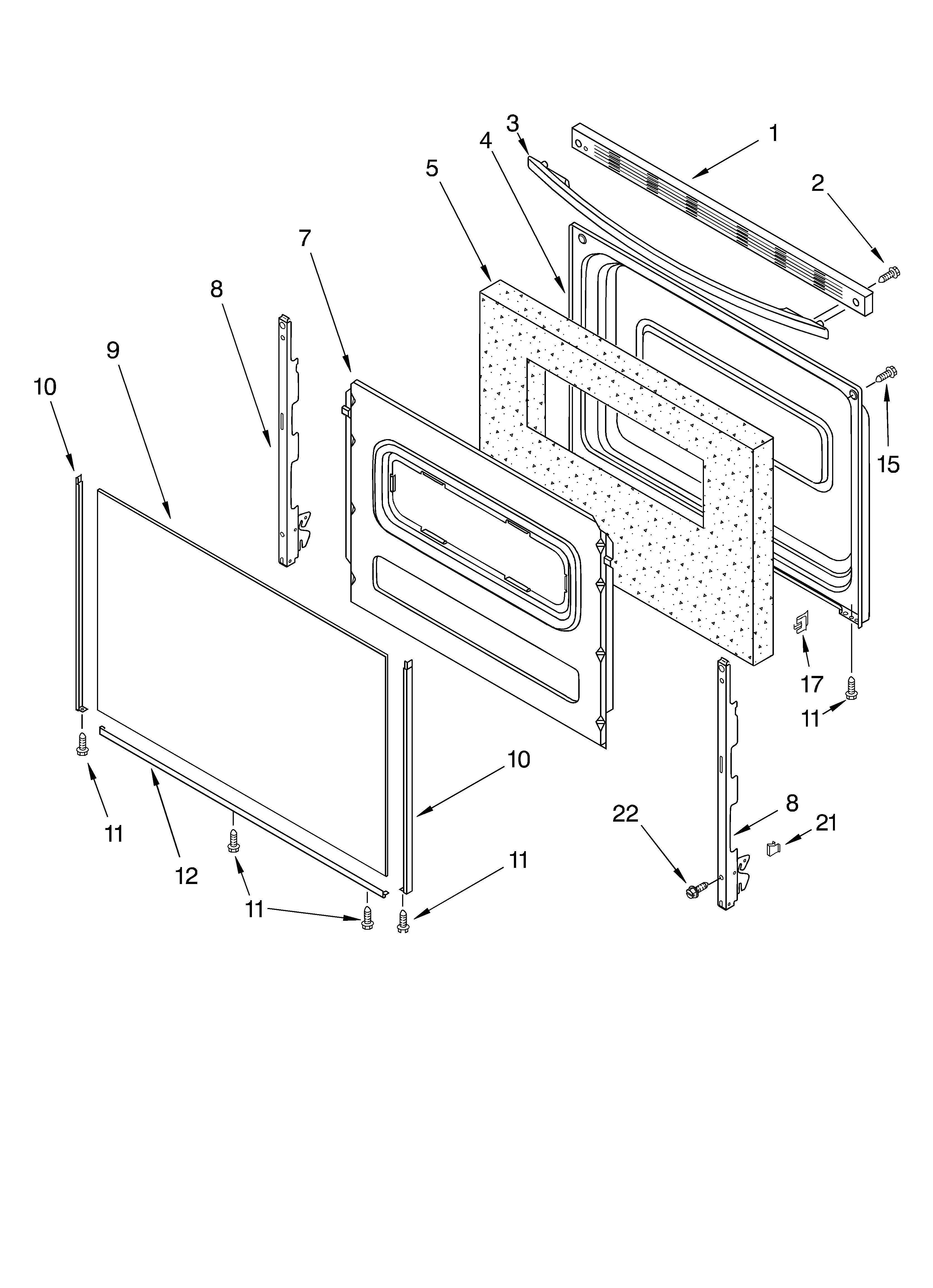 Whirlpool RF350BXKW0 door diagram