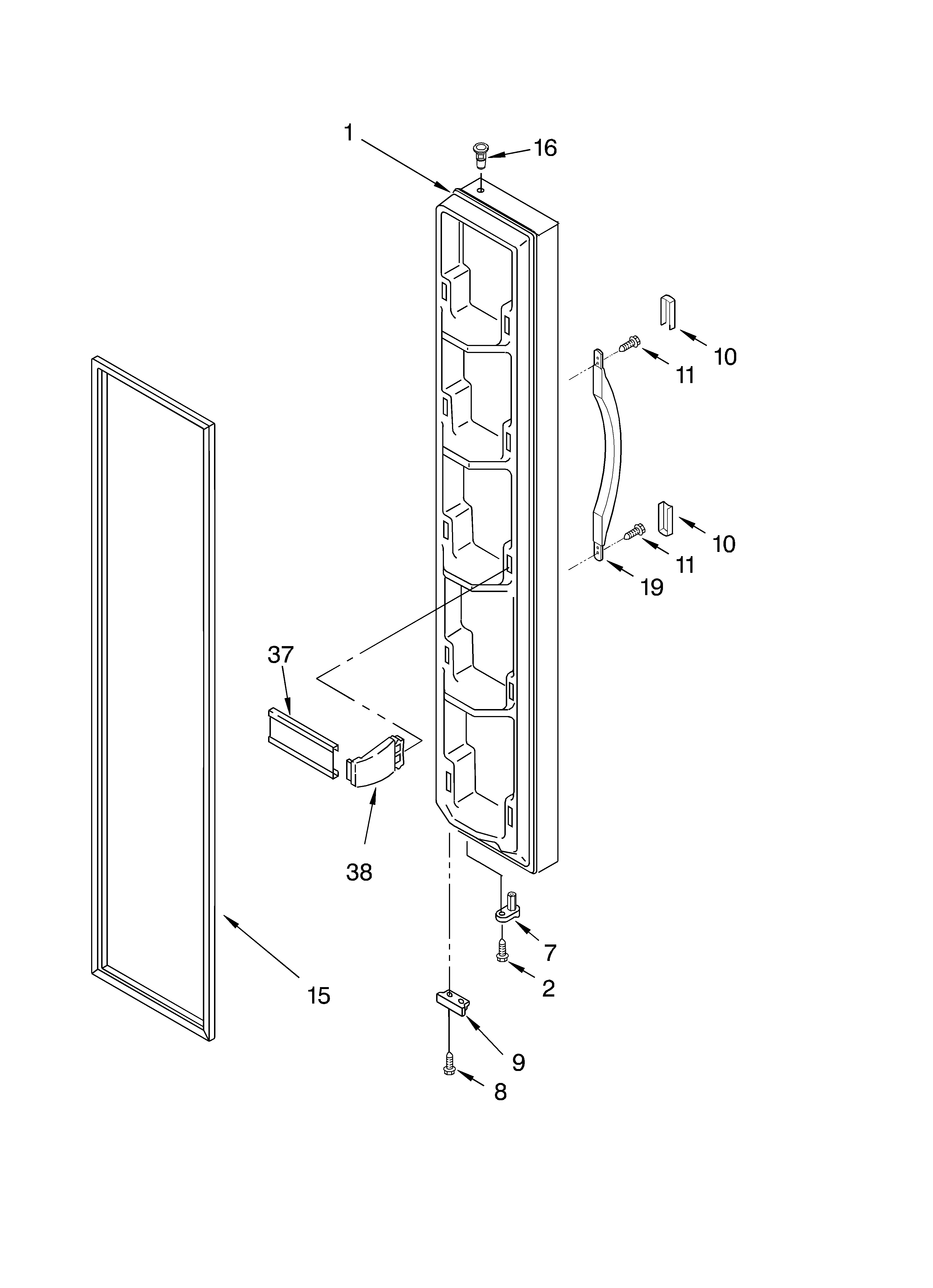 Whirlpool 8ED0GTKXKQ00 freezer door diagram
