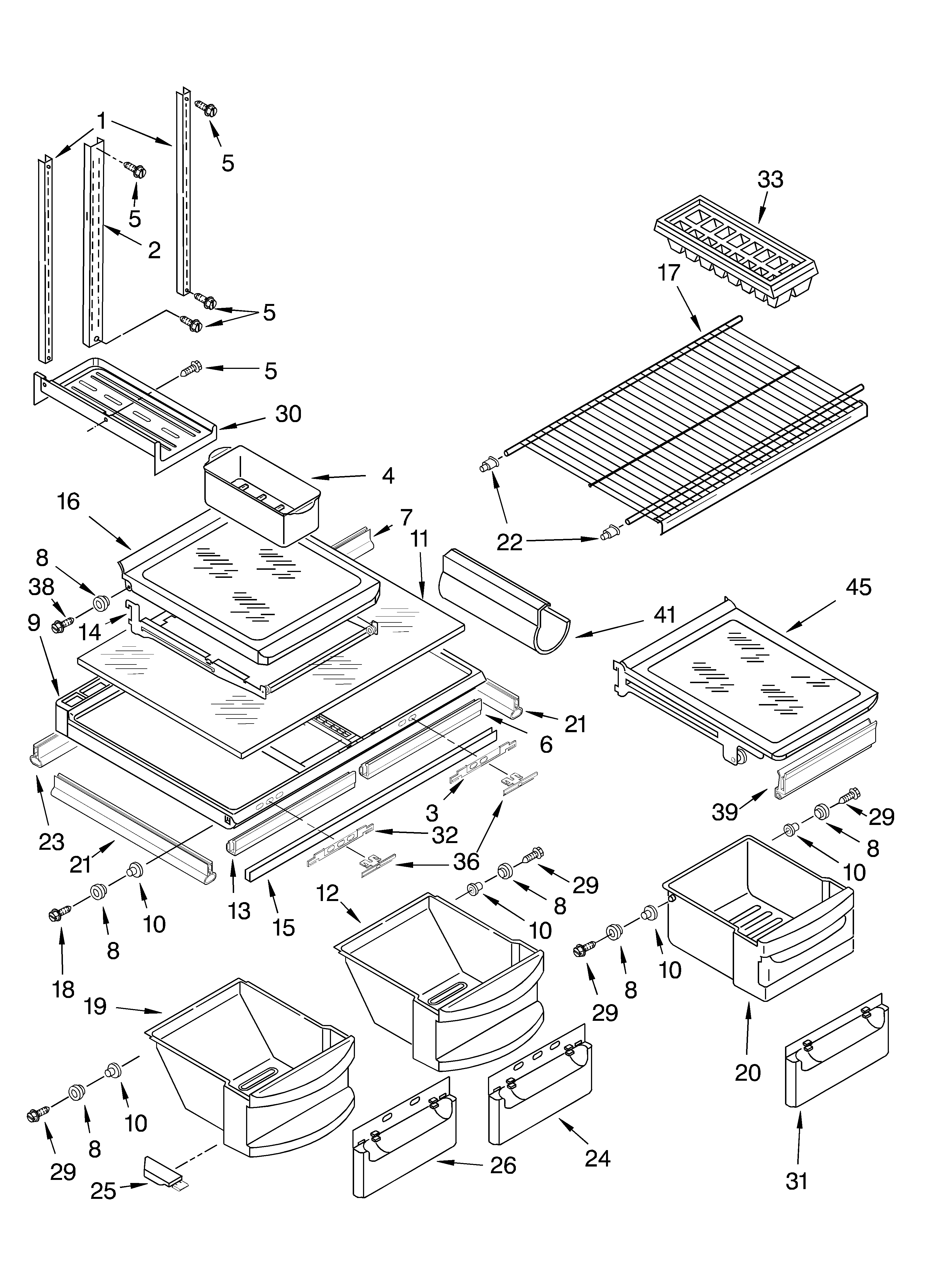 KitchenAid KTRC19KKBT01 shelf diagram