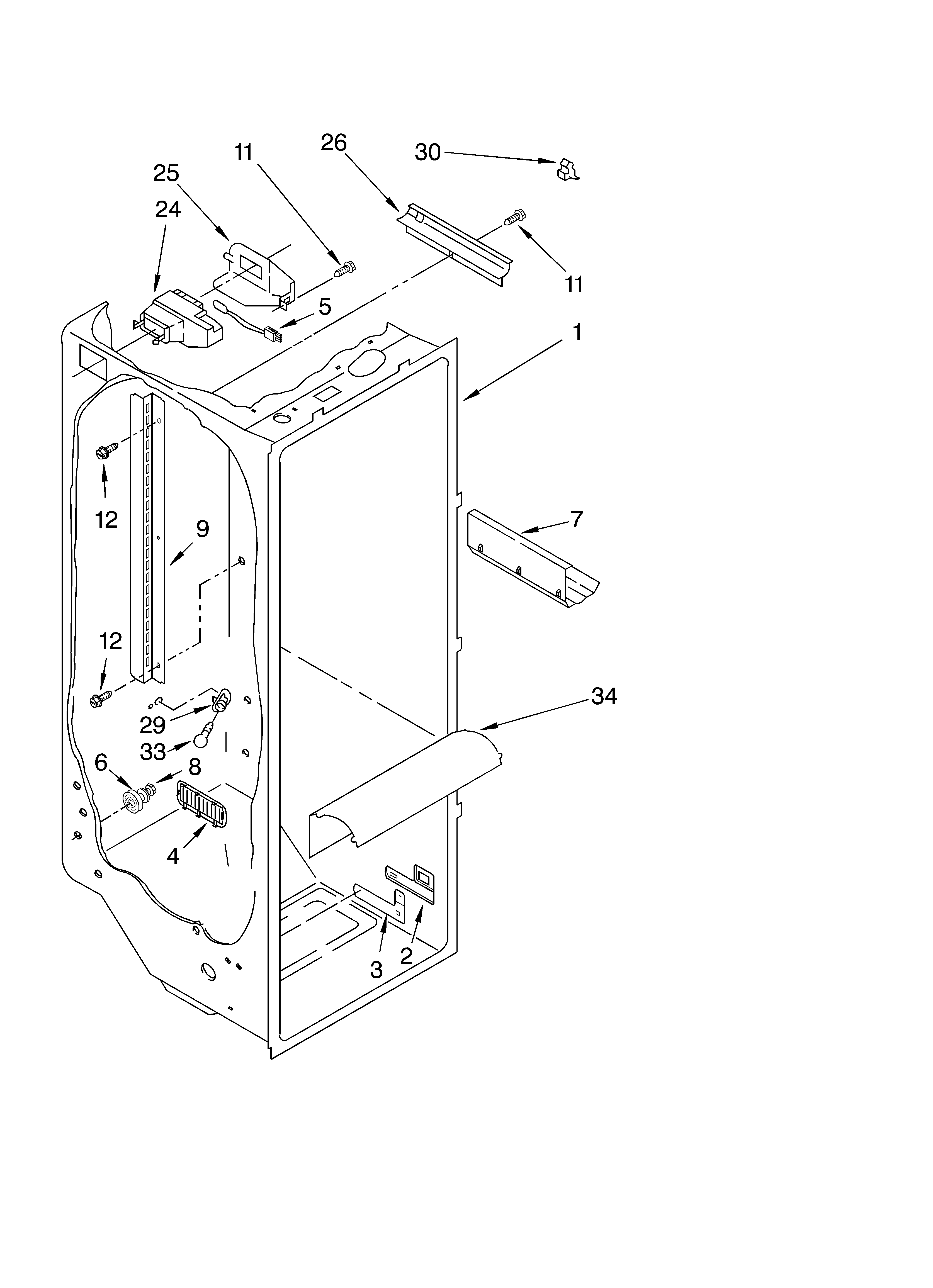 KitchenAid KSRA22KKBT00 refrigerator liner diagram
