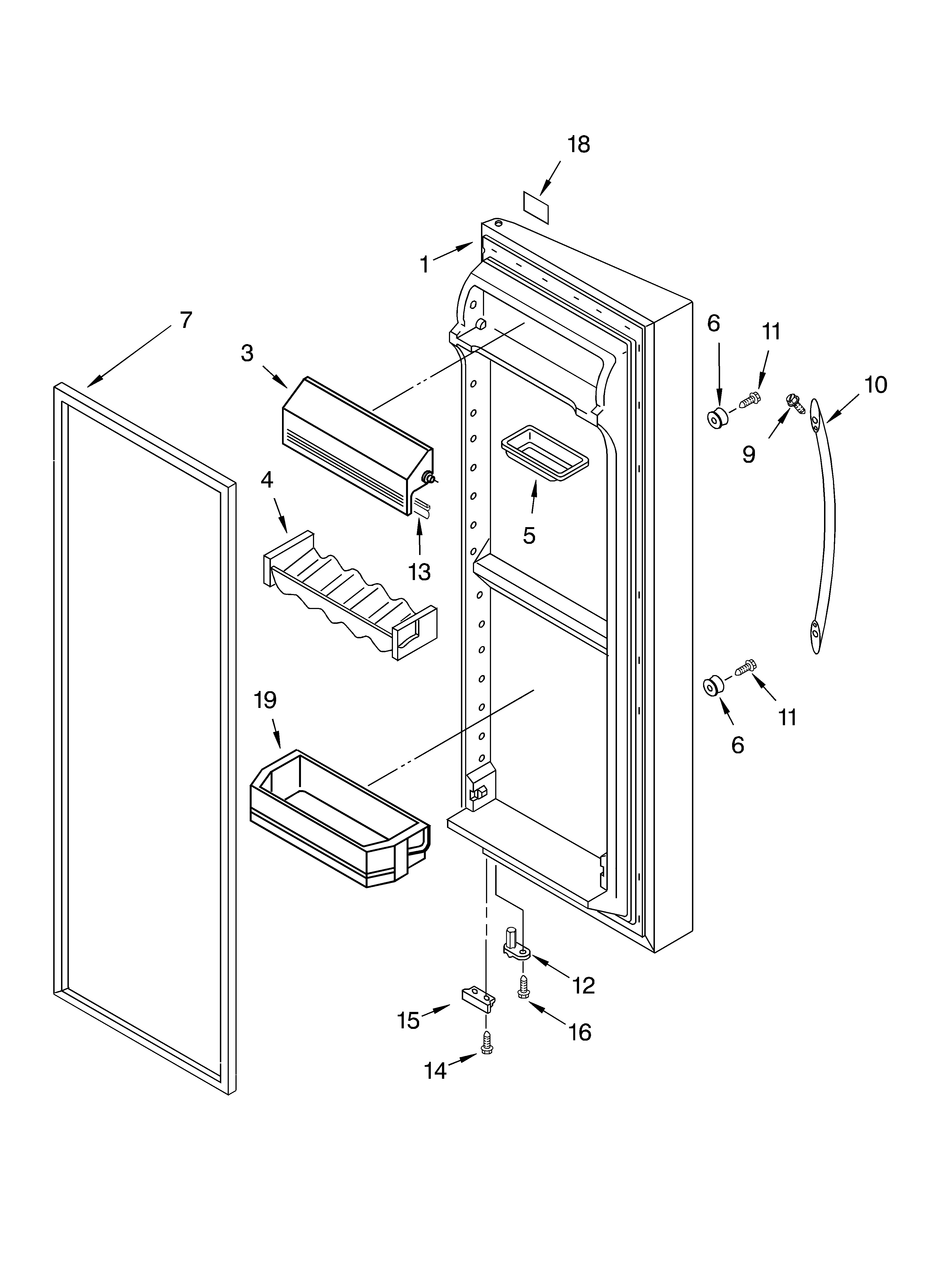 KitchenAid KSRA22KKBT00 refrigerator door diagram